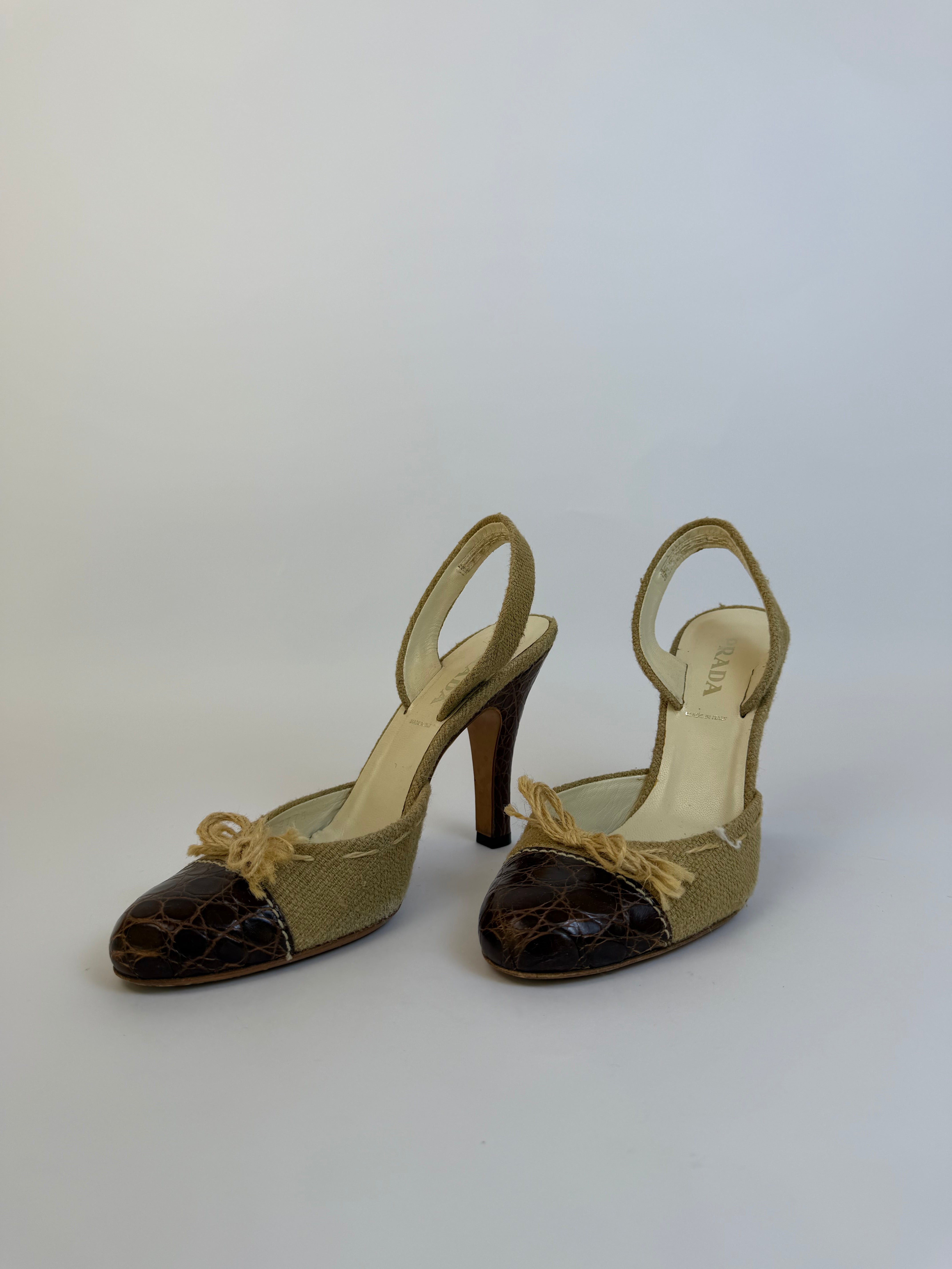 Prada Woven Slingbacks 38