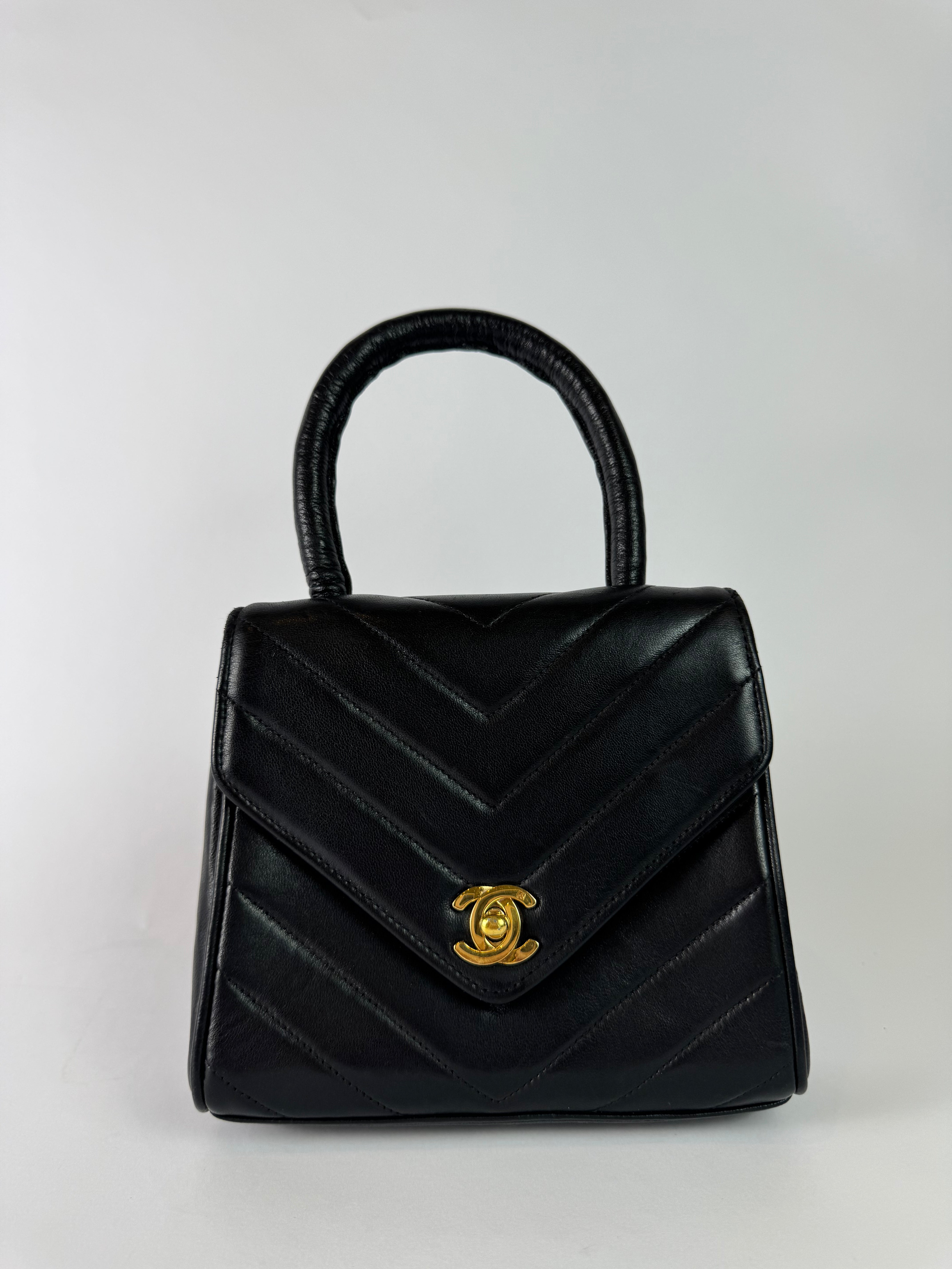 Chanel Vintage Chevron Top Handle Bag