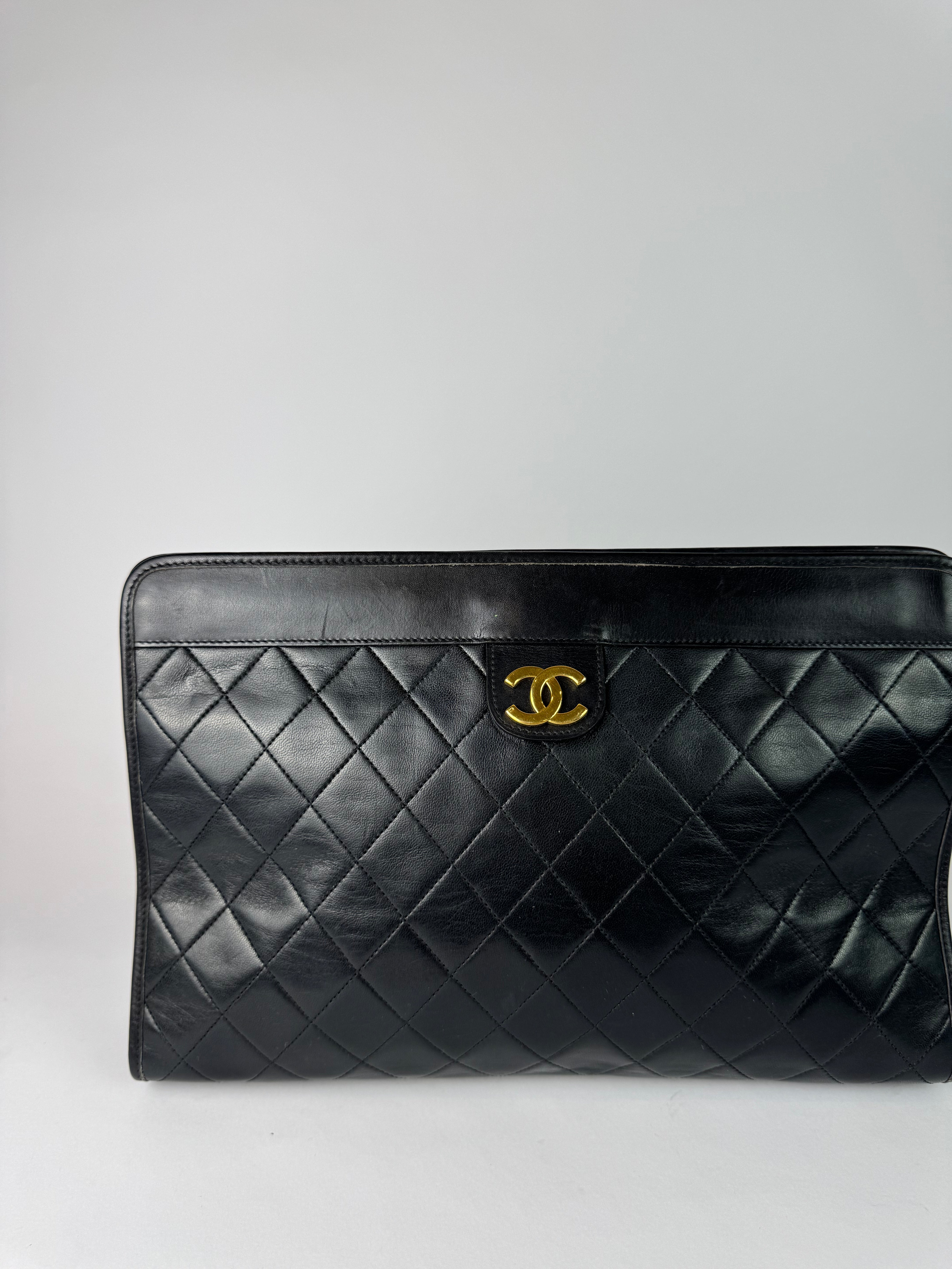 Chanel Vintage Matelasse Clutch Black