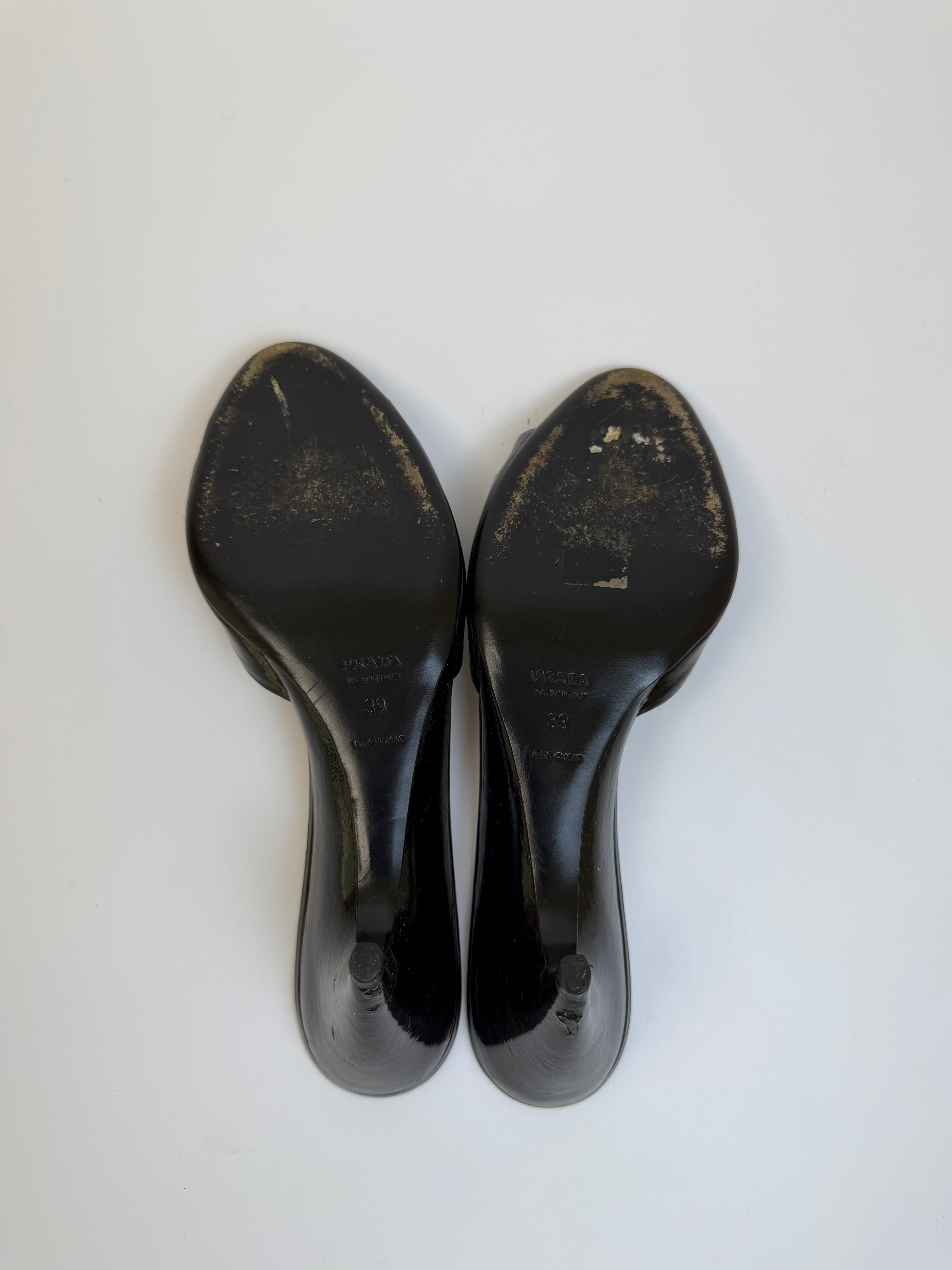 Prada Patent Leather Slides 39