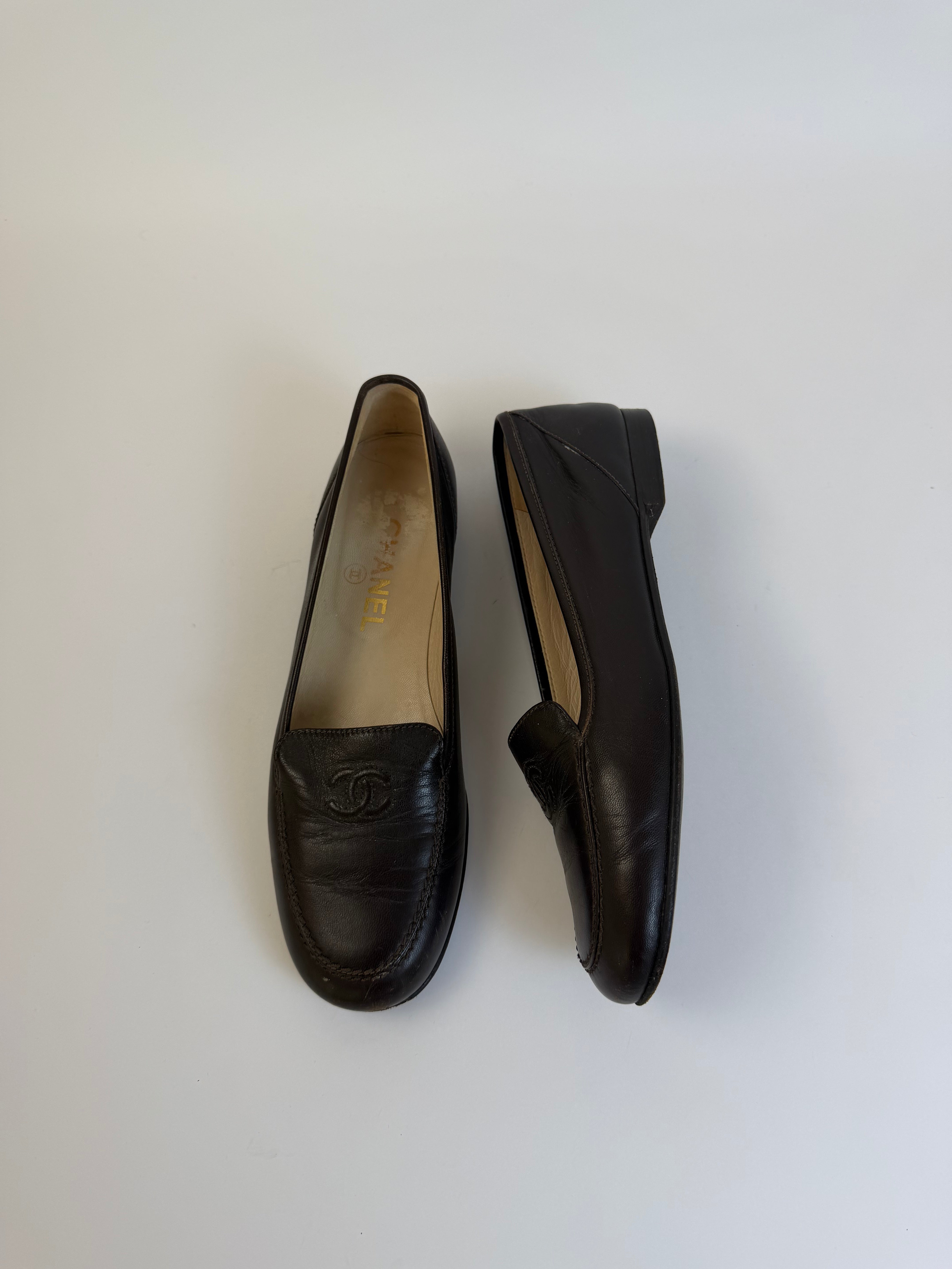Chanel Brown Loafers 38