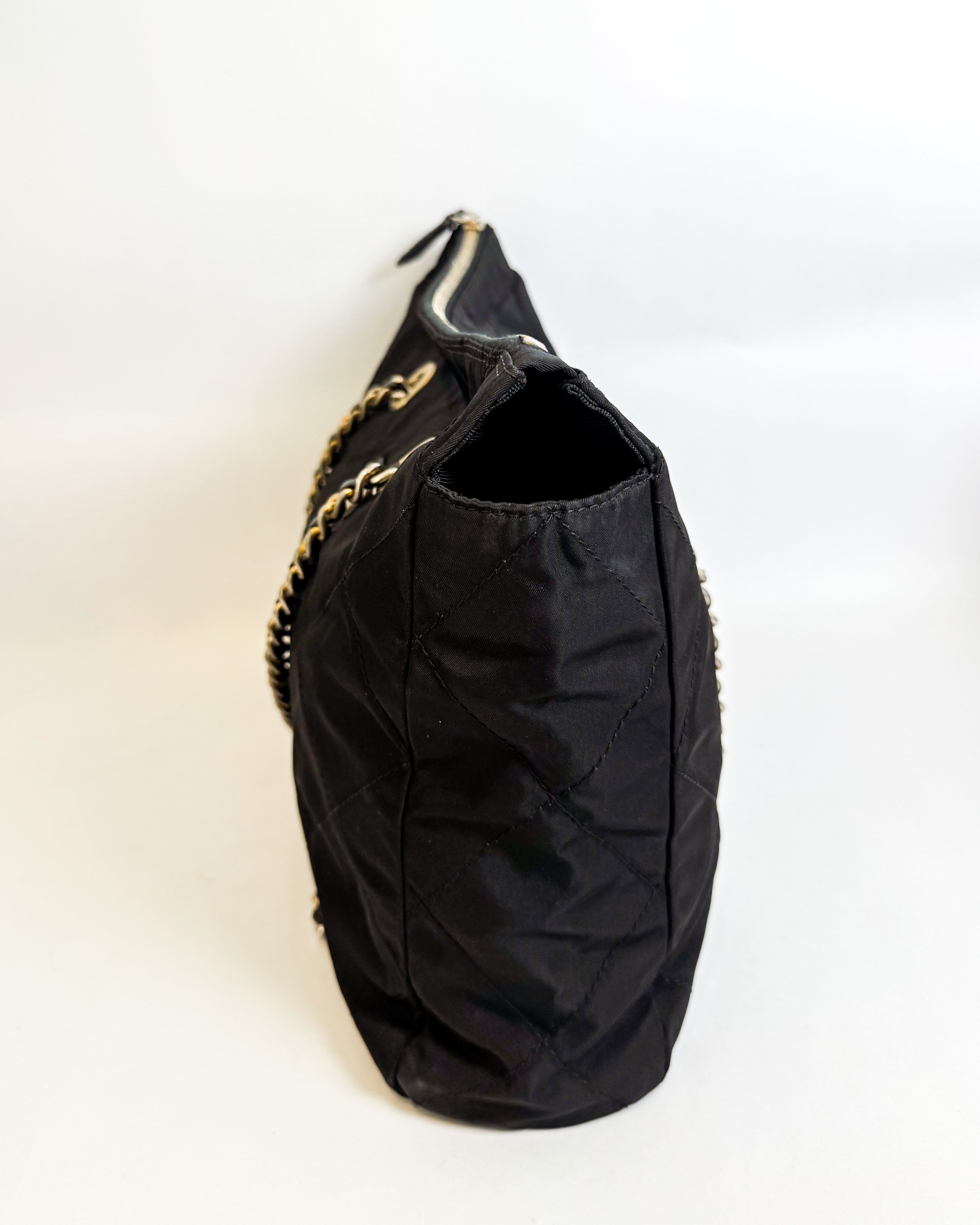 Prada Black Quilted Nylon Chain Shoulder Bag