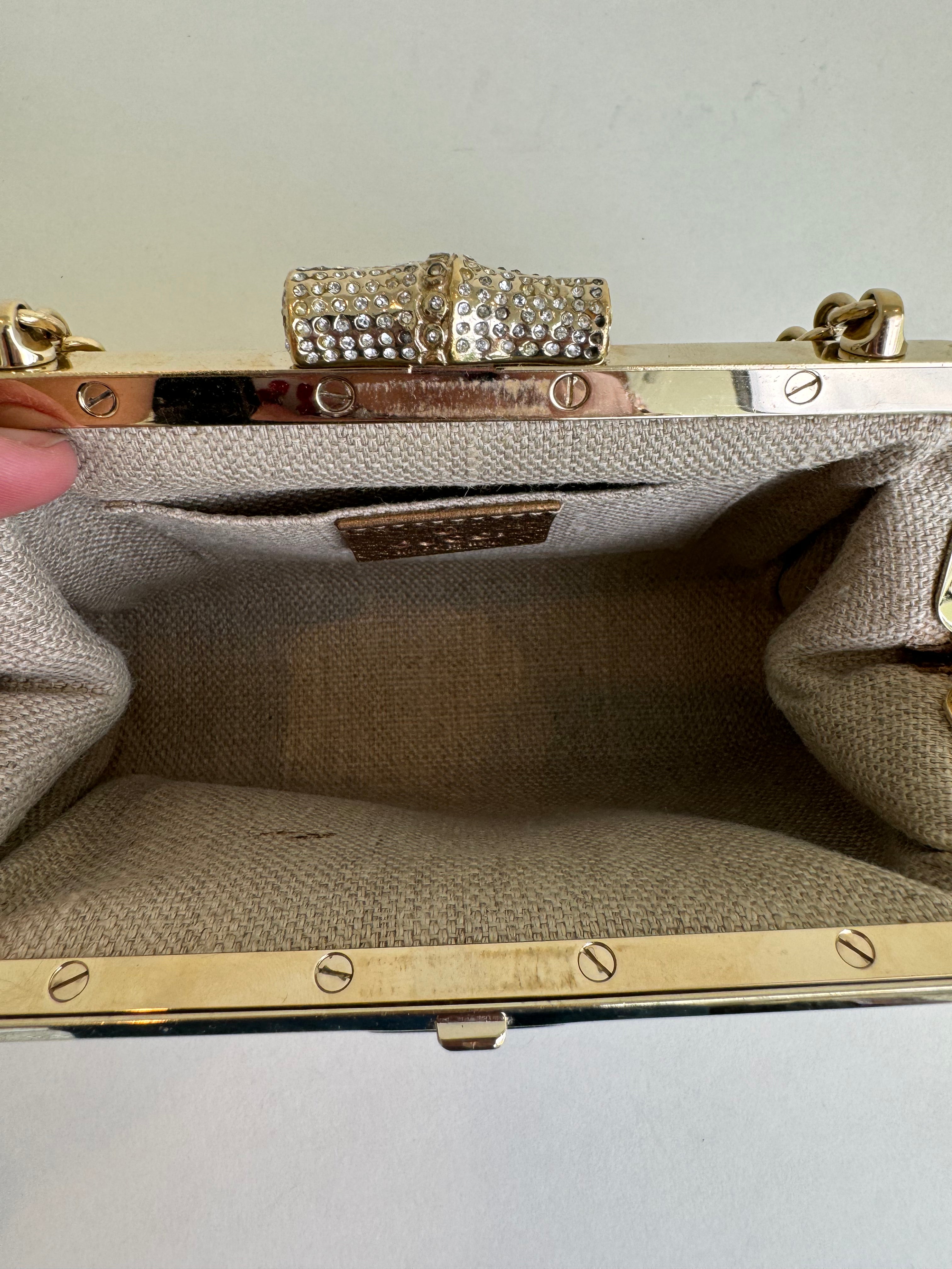 Gucci Crystal-Embellished Leather Evening Bag