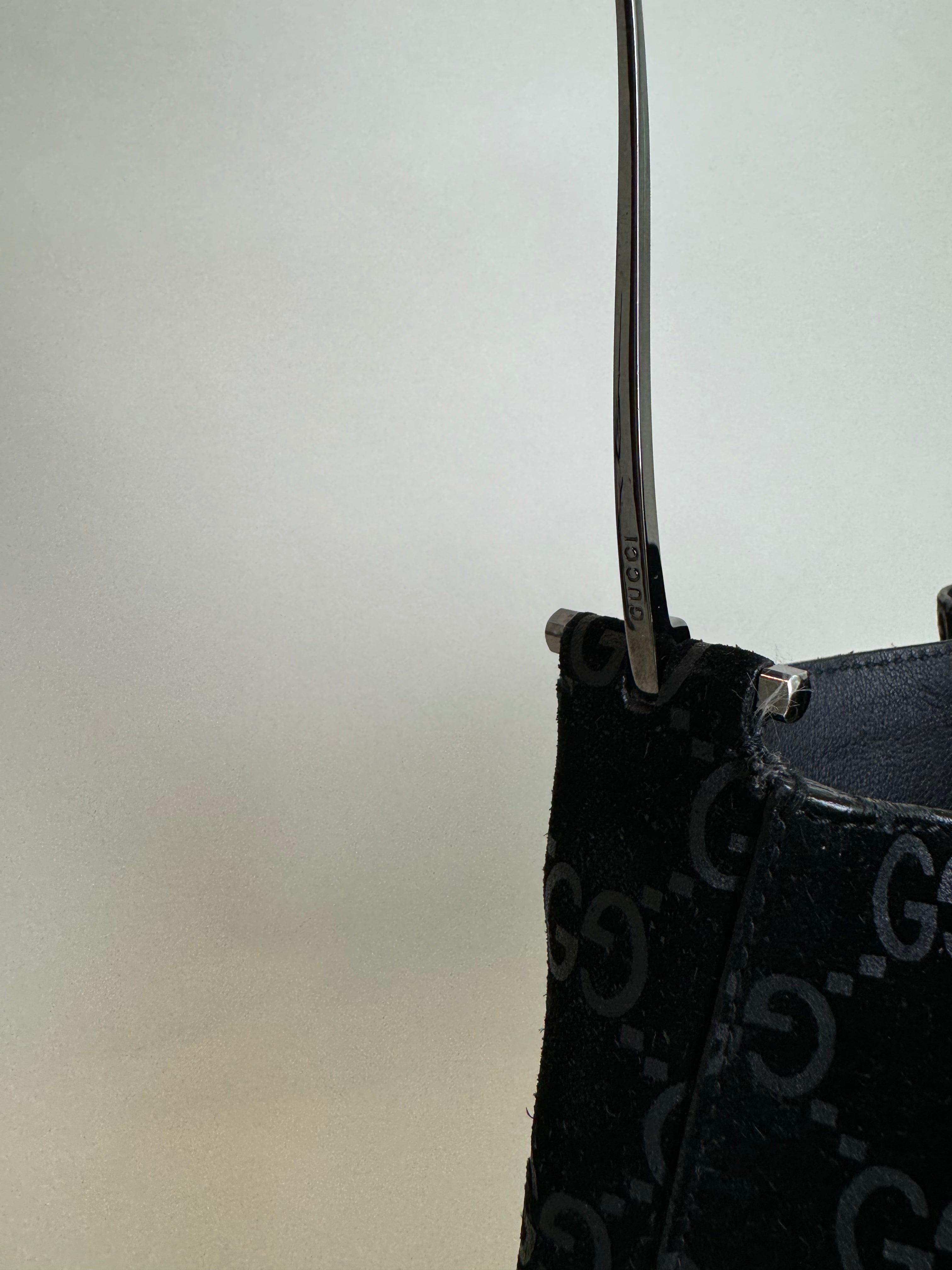 Gucci Tom Ford Black Suede GG Hobo Bag