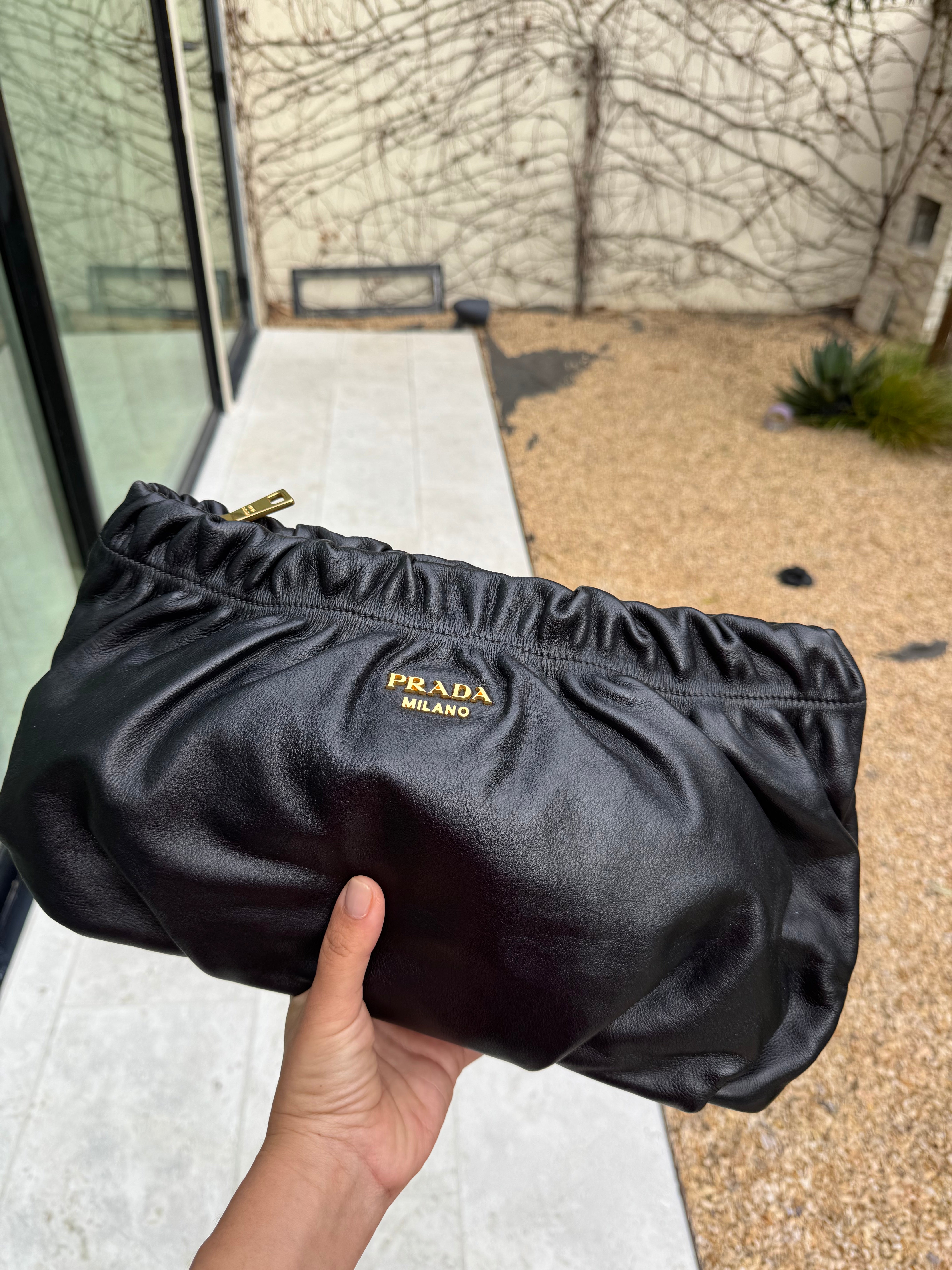 Prada Vintage Black Leather Clutch