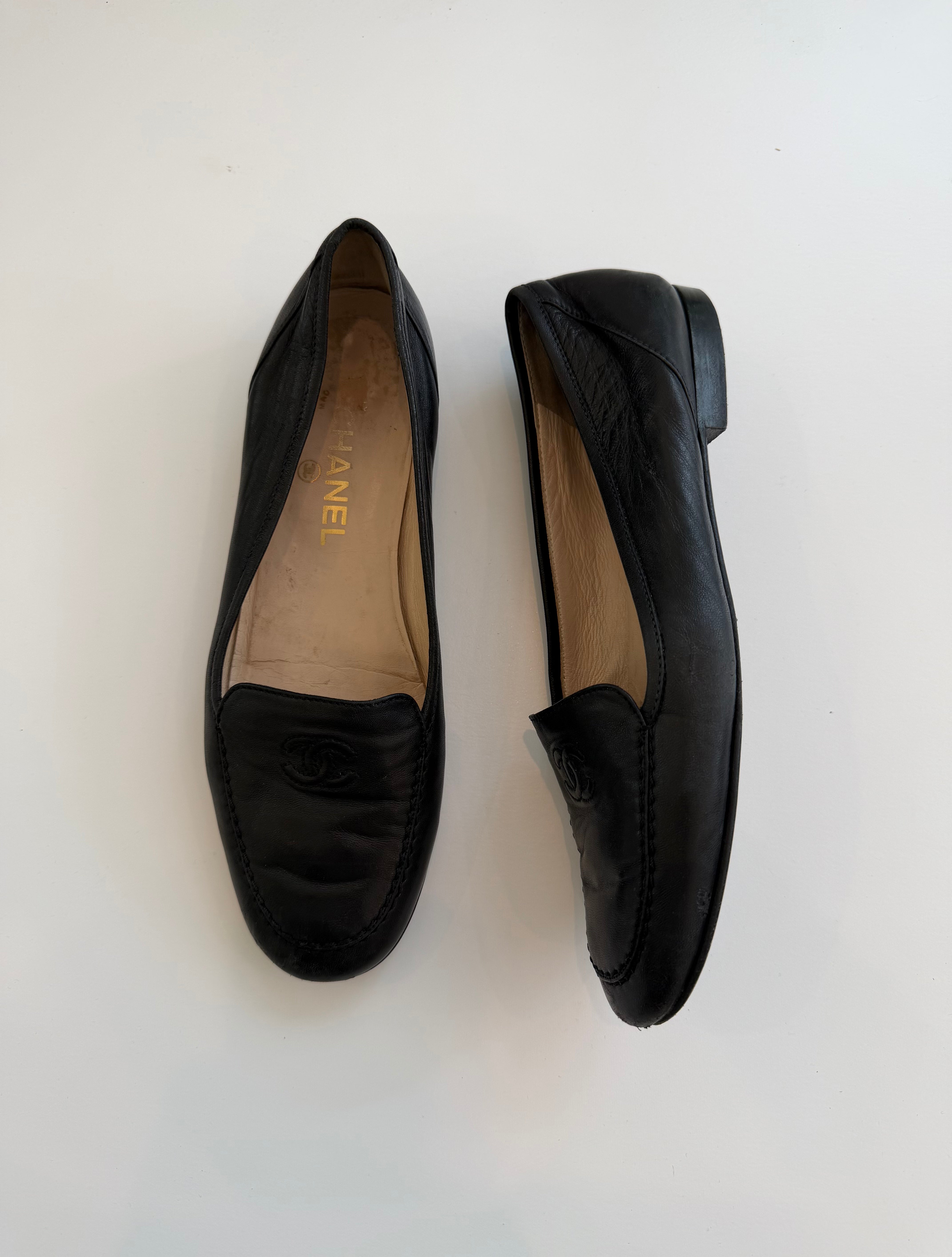 Chanel Vintage Navy Loafers 38.5/37.5
