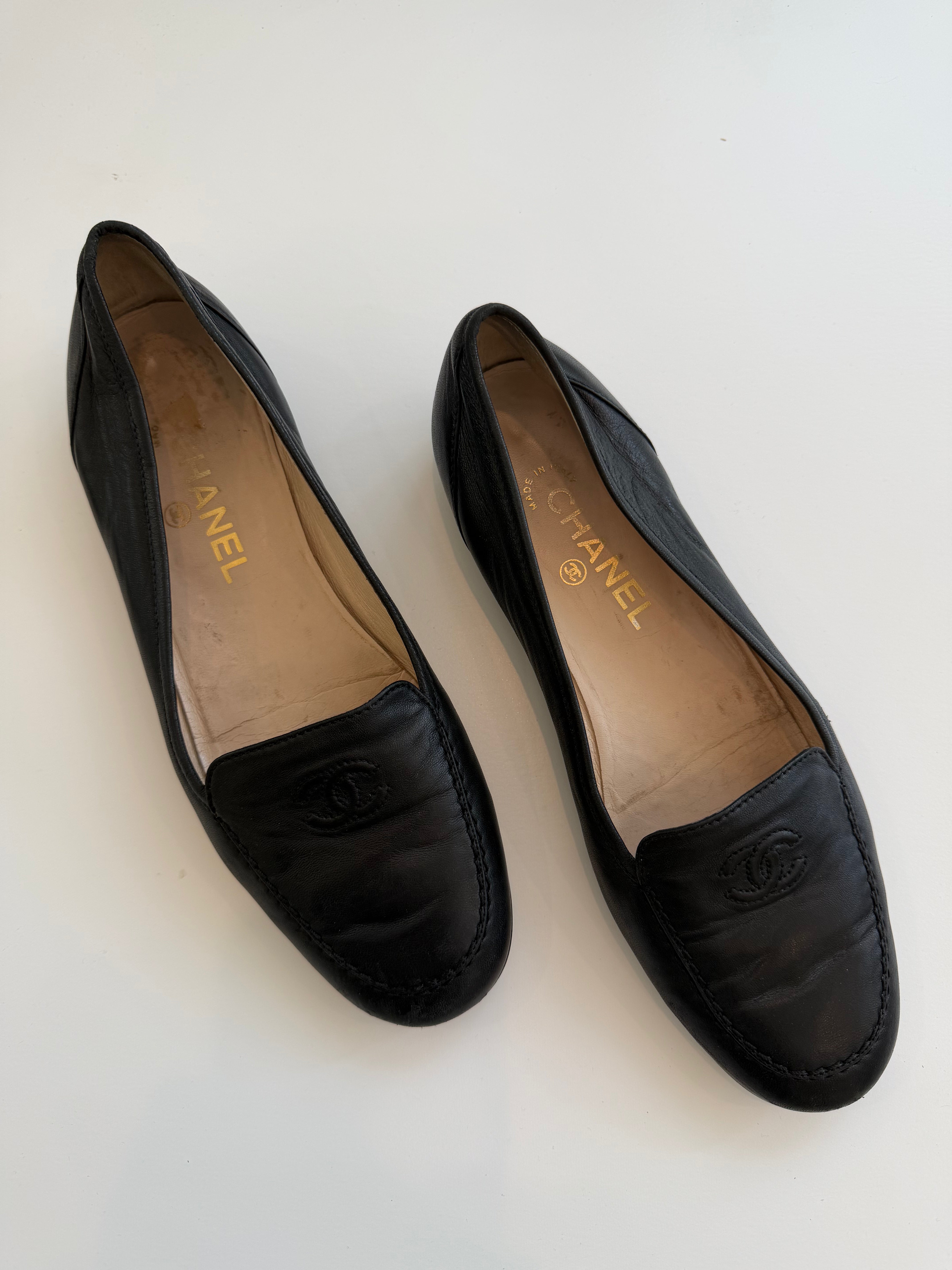 Chanel Vintage Navy Loafers 38.5/37.5