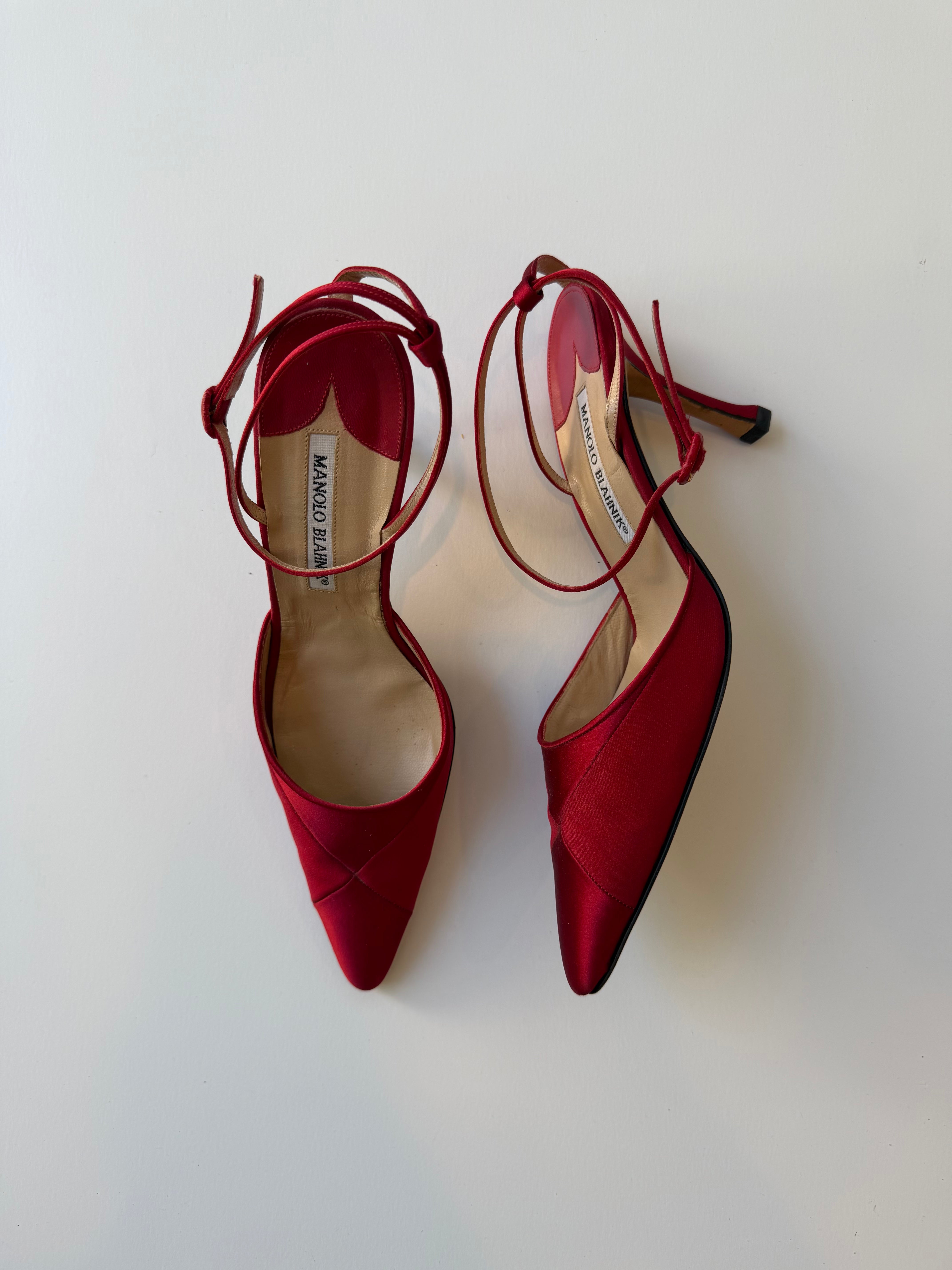 Manolo Blahnik Satin Strappy Heels 37.5