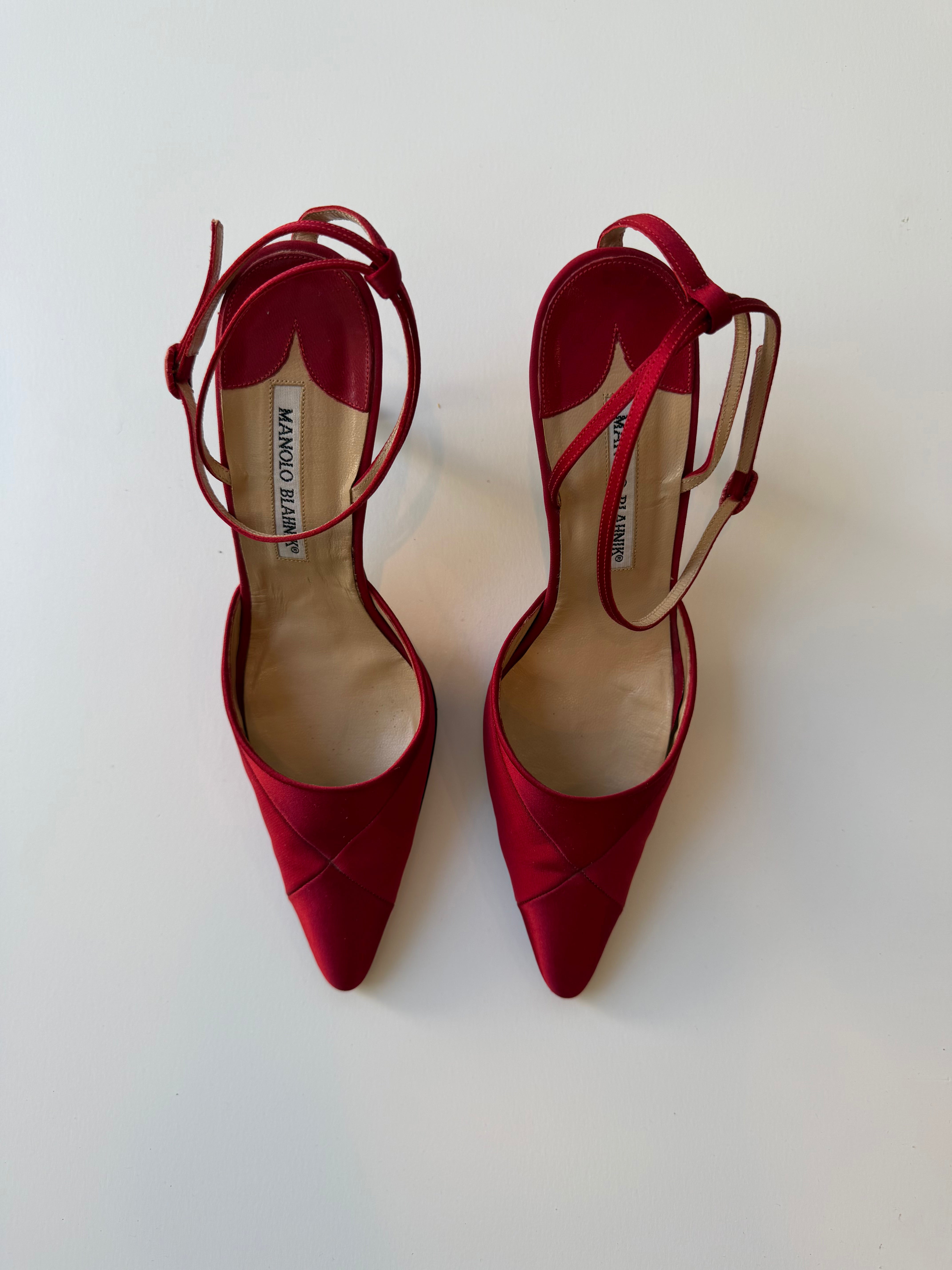 Manolo Blahnik Satin Strappy Heels 37.5