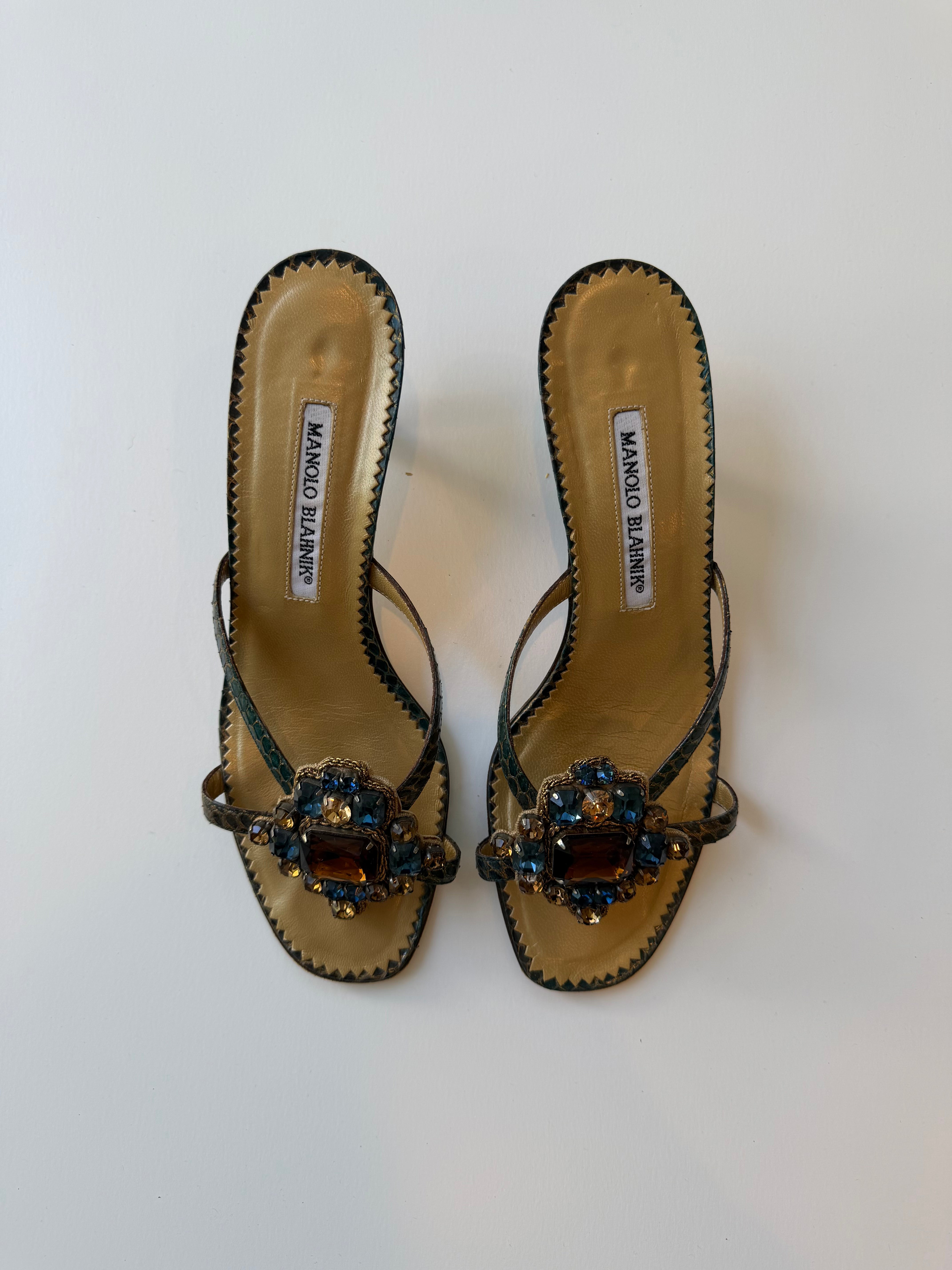 Manolo Blahnik Embellished Heels 38