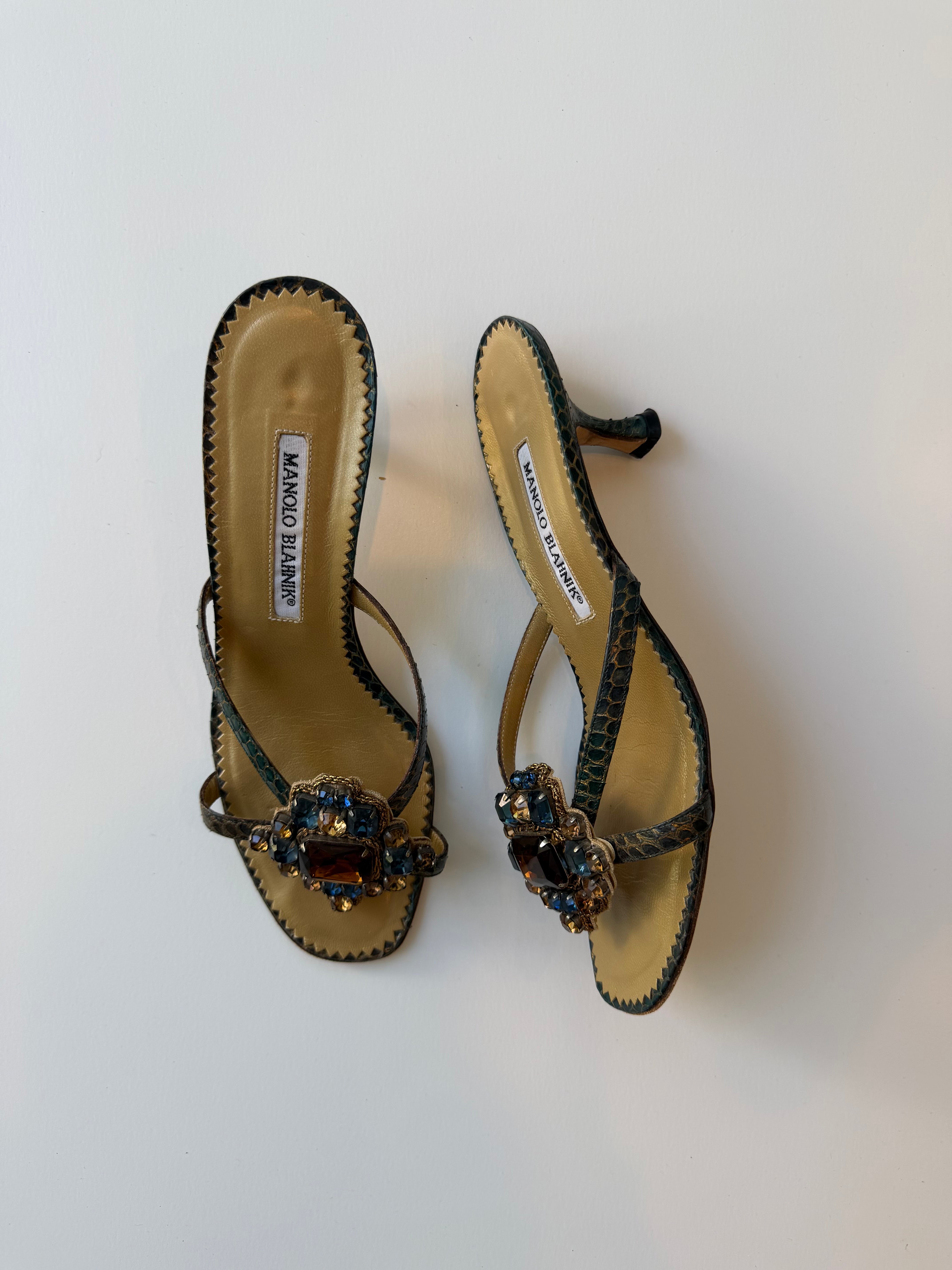 Manolo Blahnik Embellished Heels 38