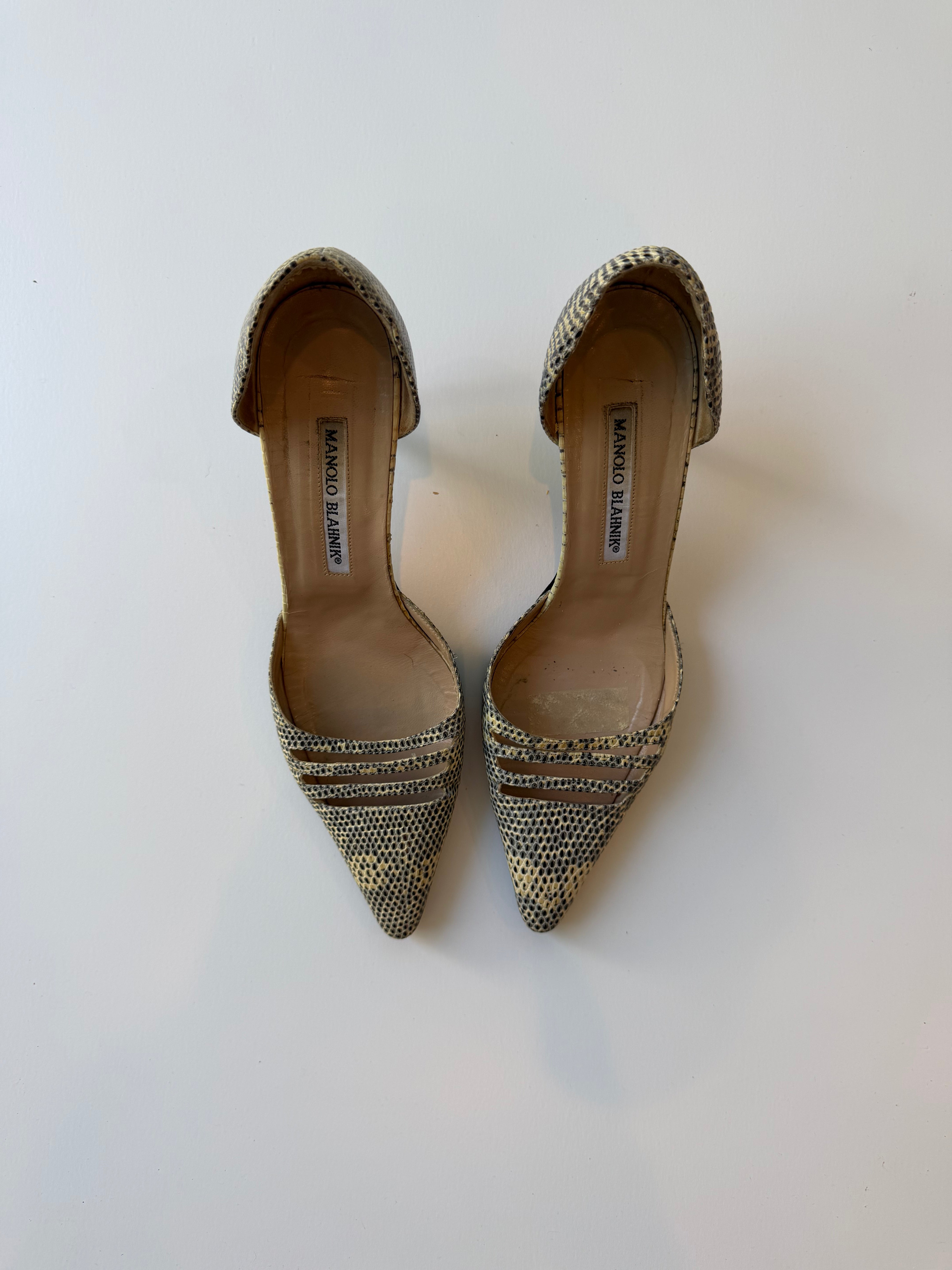 Manolo Blahnik Python D'Orsay Pumps 38