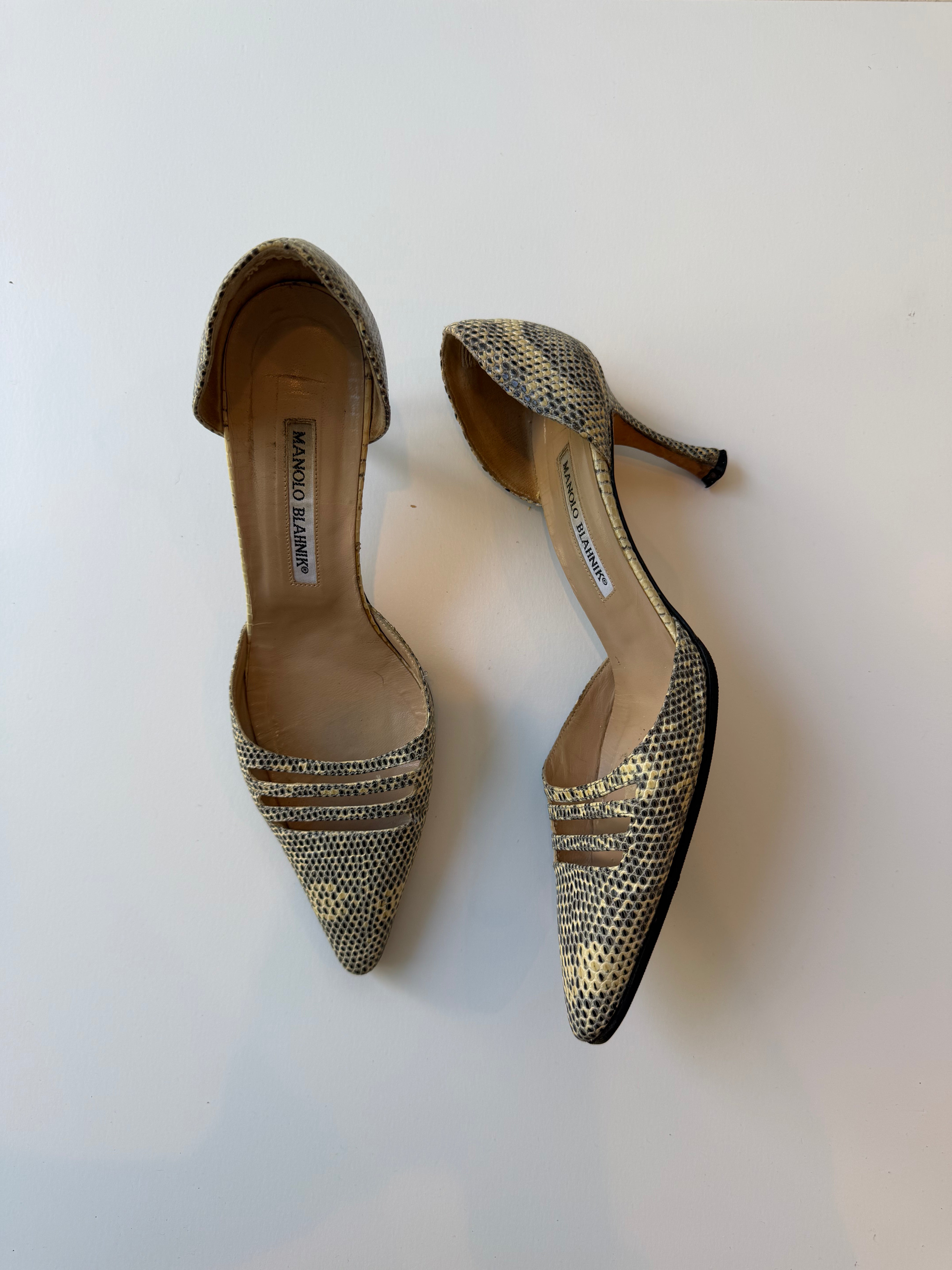 Manolo Blahnik Python D'Orsay Pumps 38