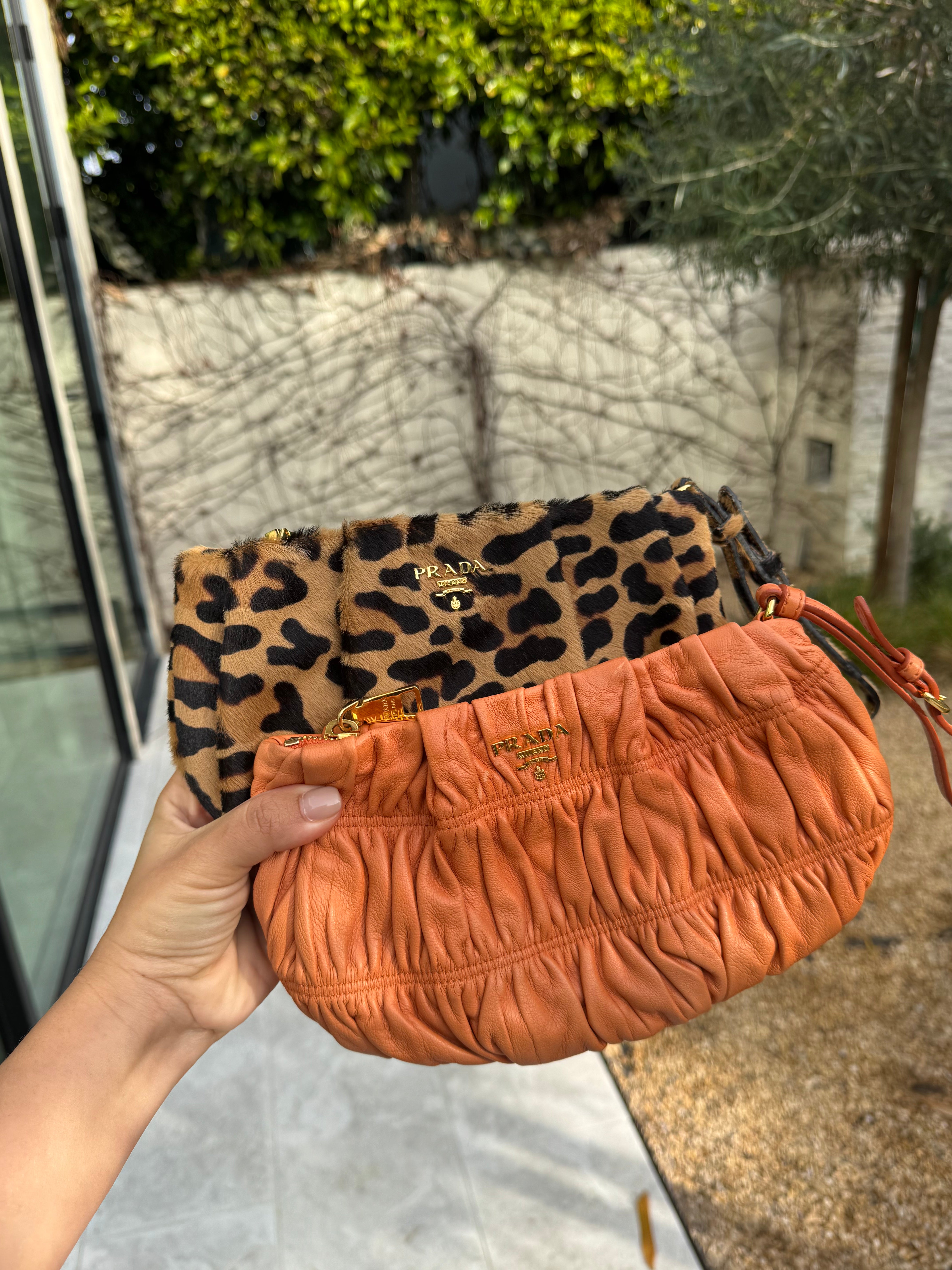 Prada Ruched Leather Pochette
