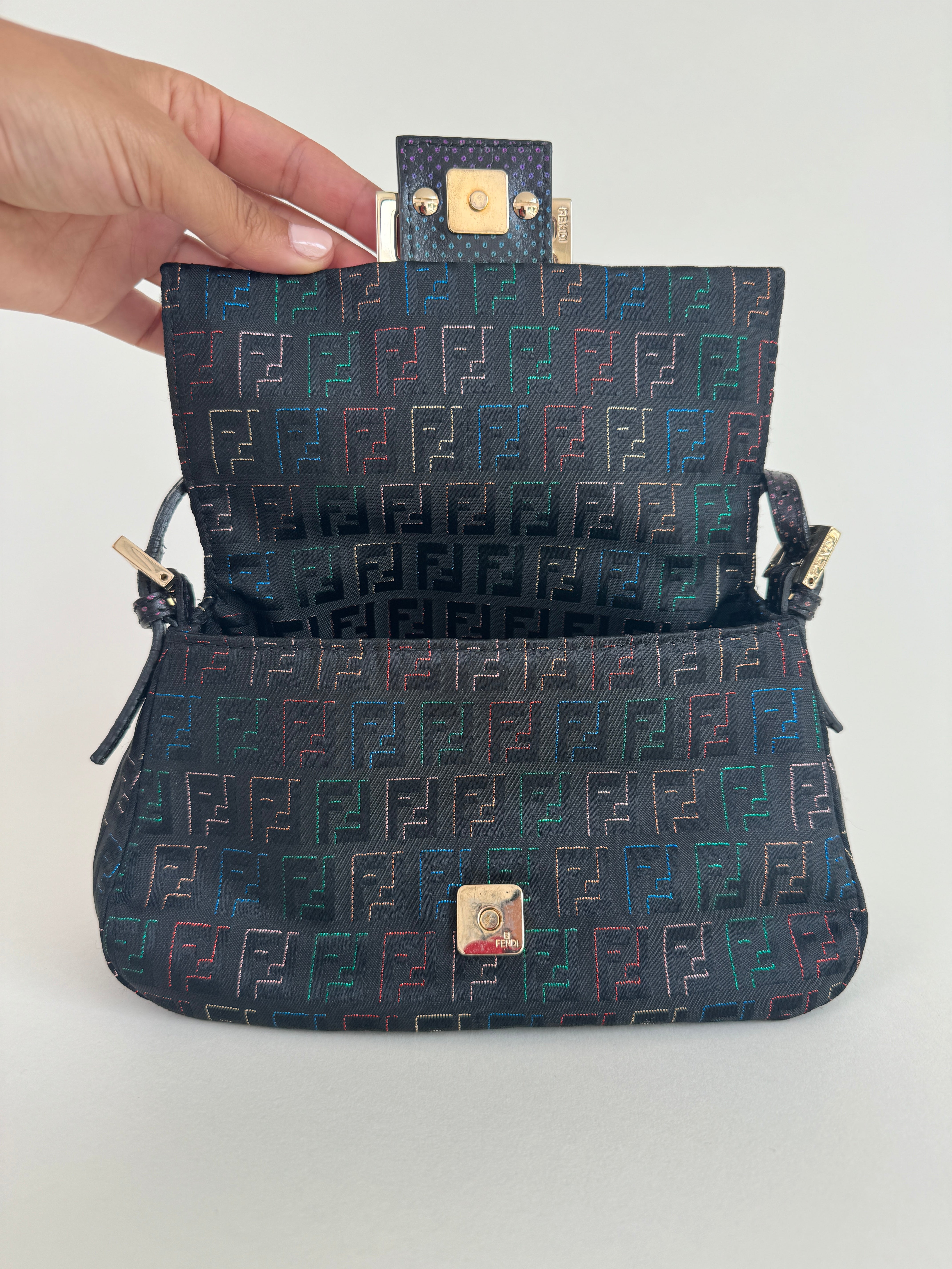 Fendi Multicolor Zucchino Canvas Mini Mamma Baguette