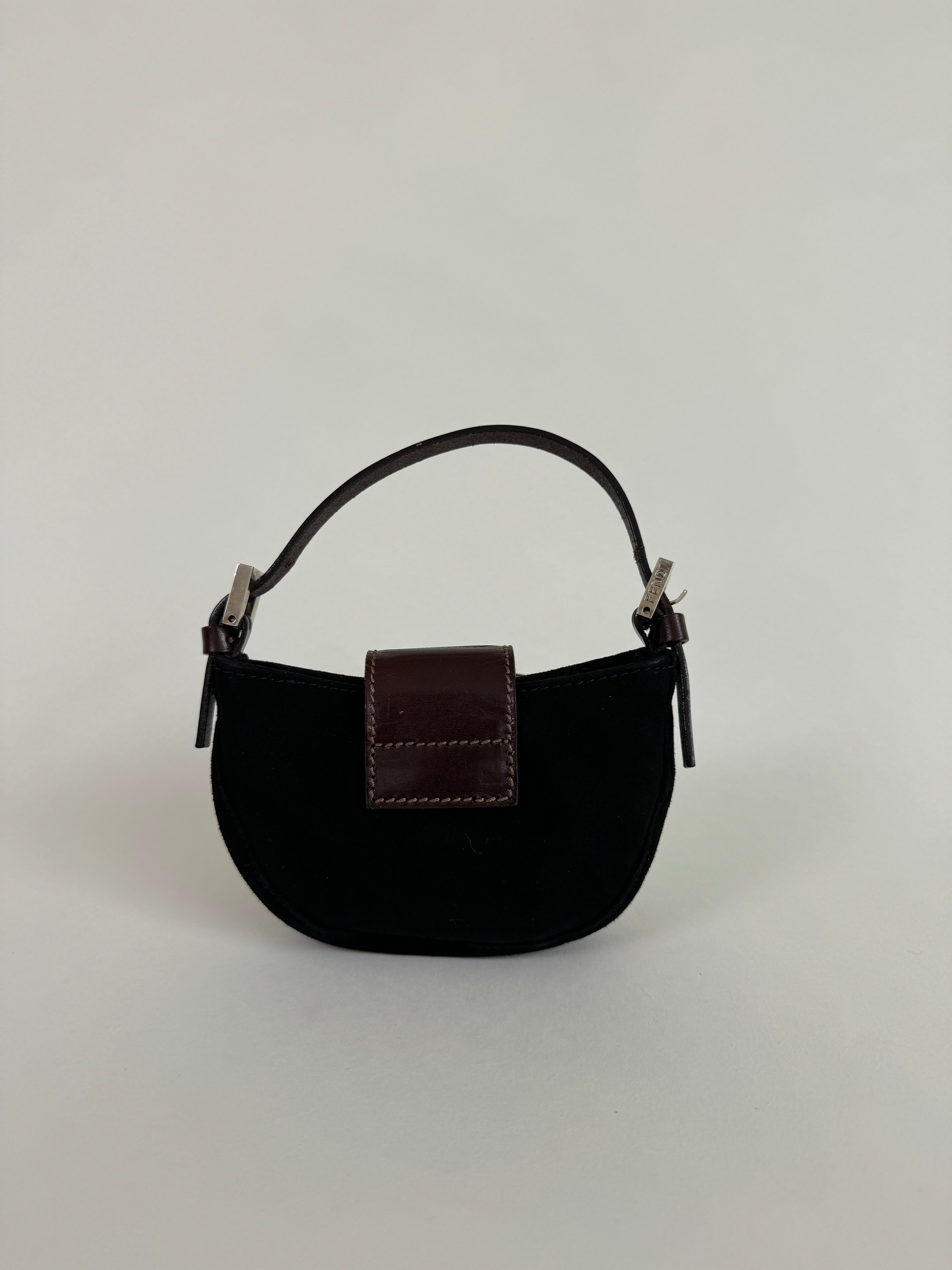 Fendi Black Suede Mini Croissant Pochette