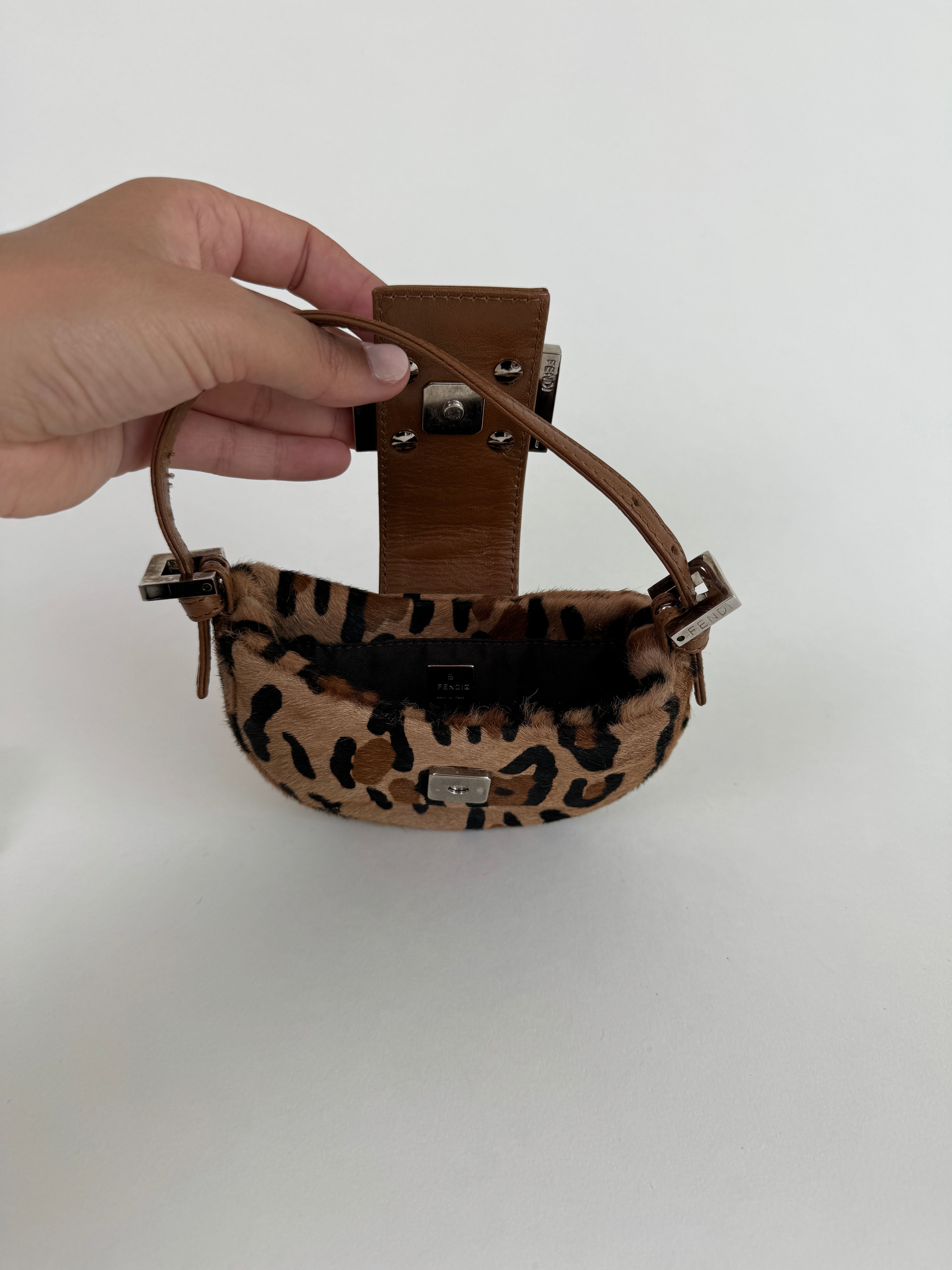 Fendi Leopard Print Mini Croissant Pochette