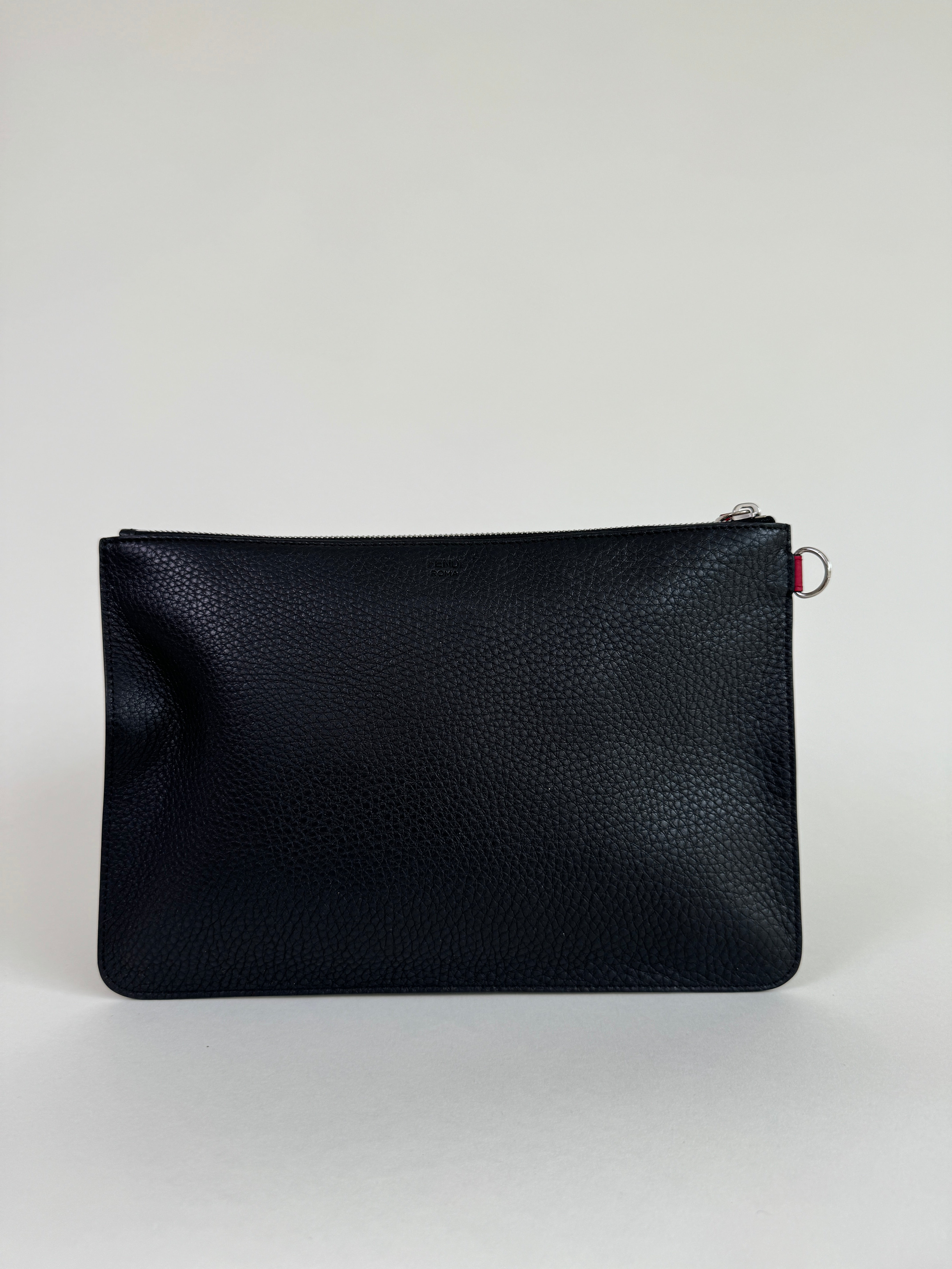 Fendi Jokarl Leather Black Clutch