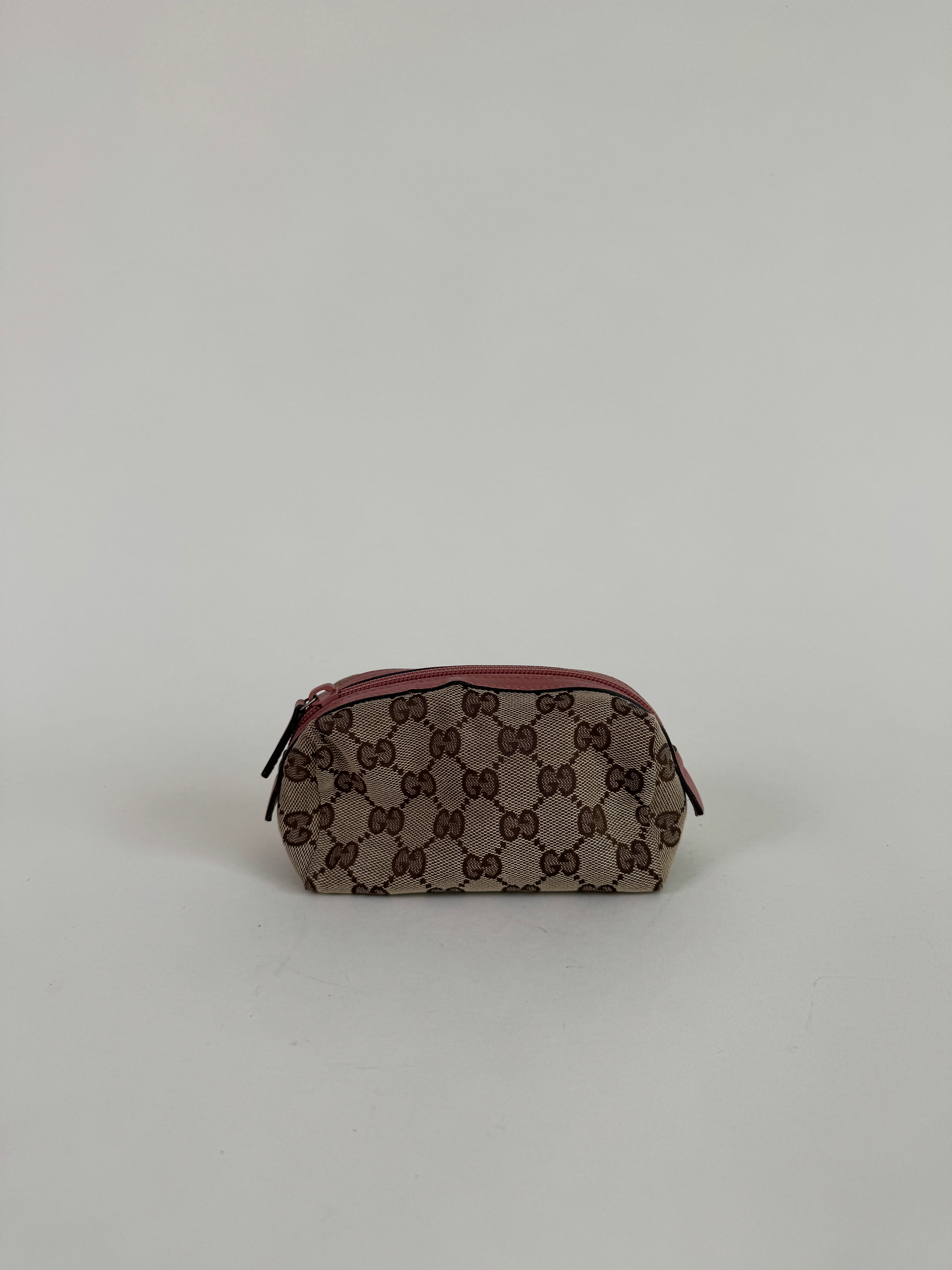 Gucci GG Canvas Leather Cosmetic Pouch