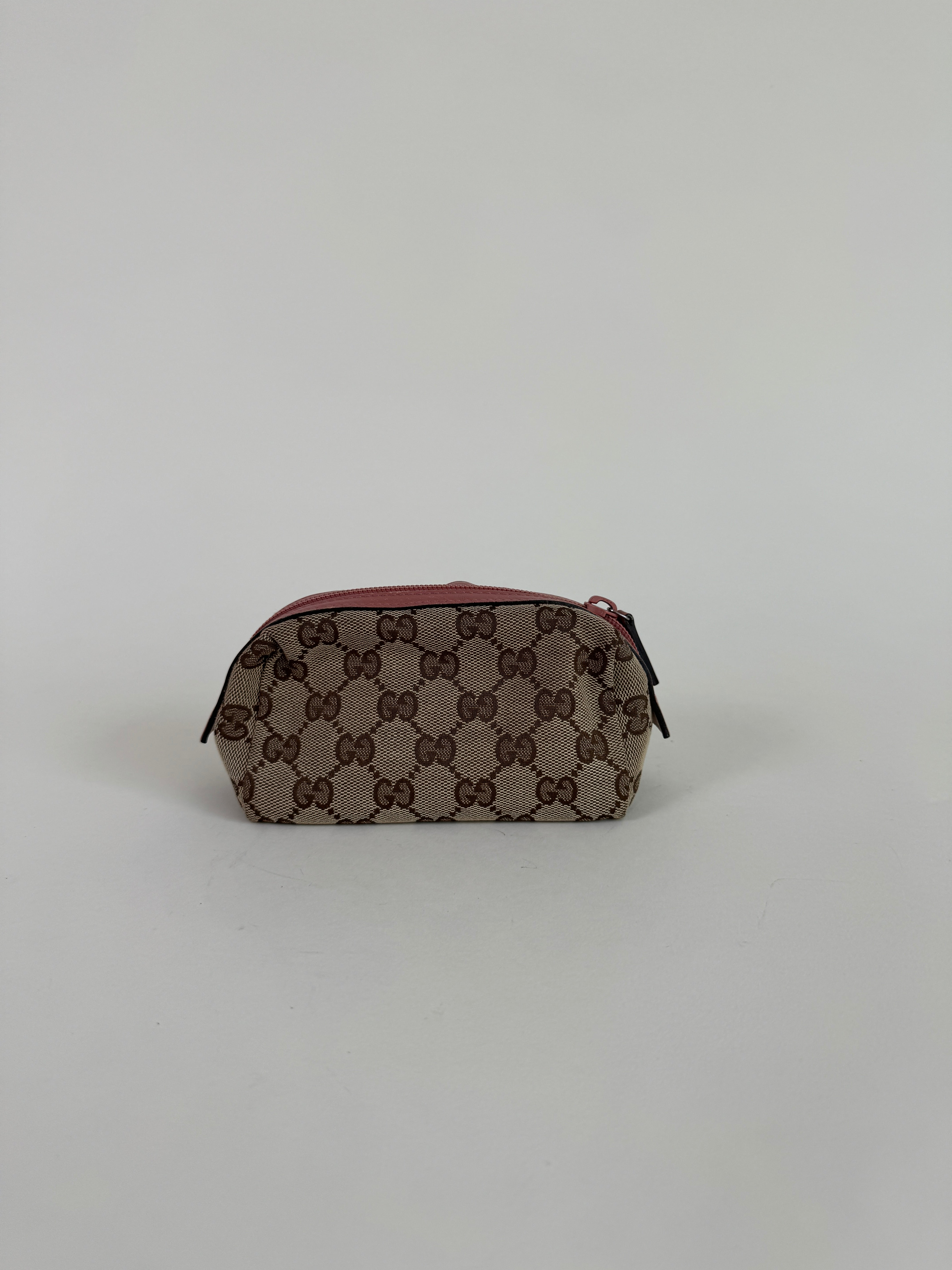 Gucci GG Canvas Leather Cosmetic Pouch