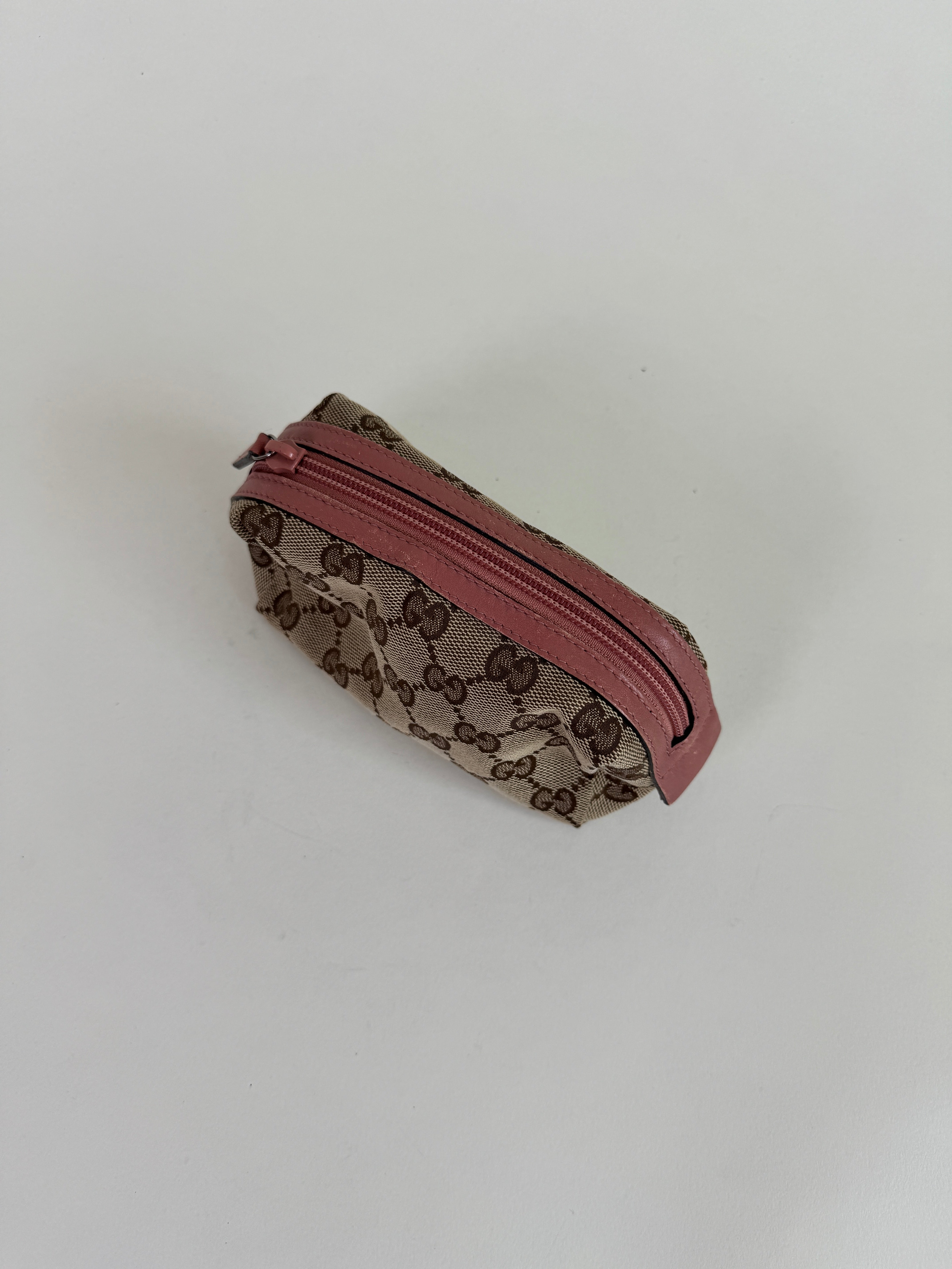 Gucci GG Canvas Leather Cosmetic Pouch