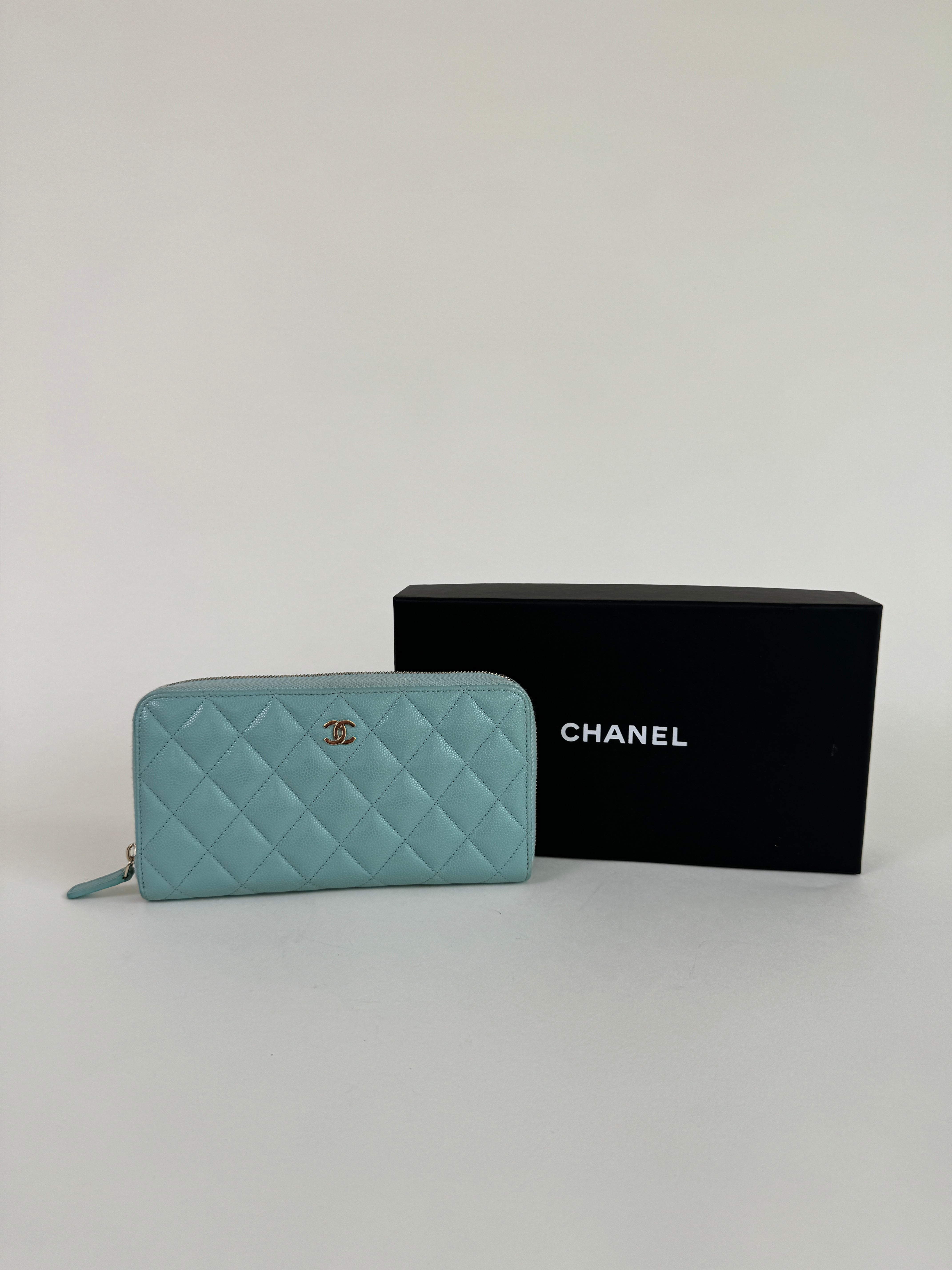 Chanel Quilted Caviar Zip Around Wallet