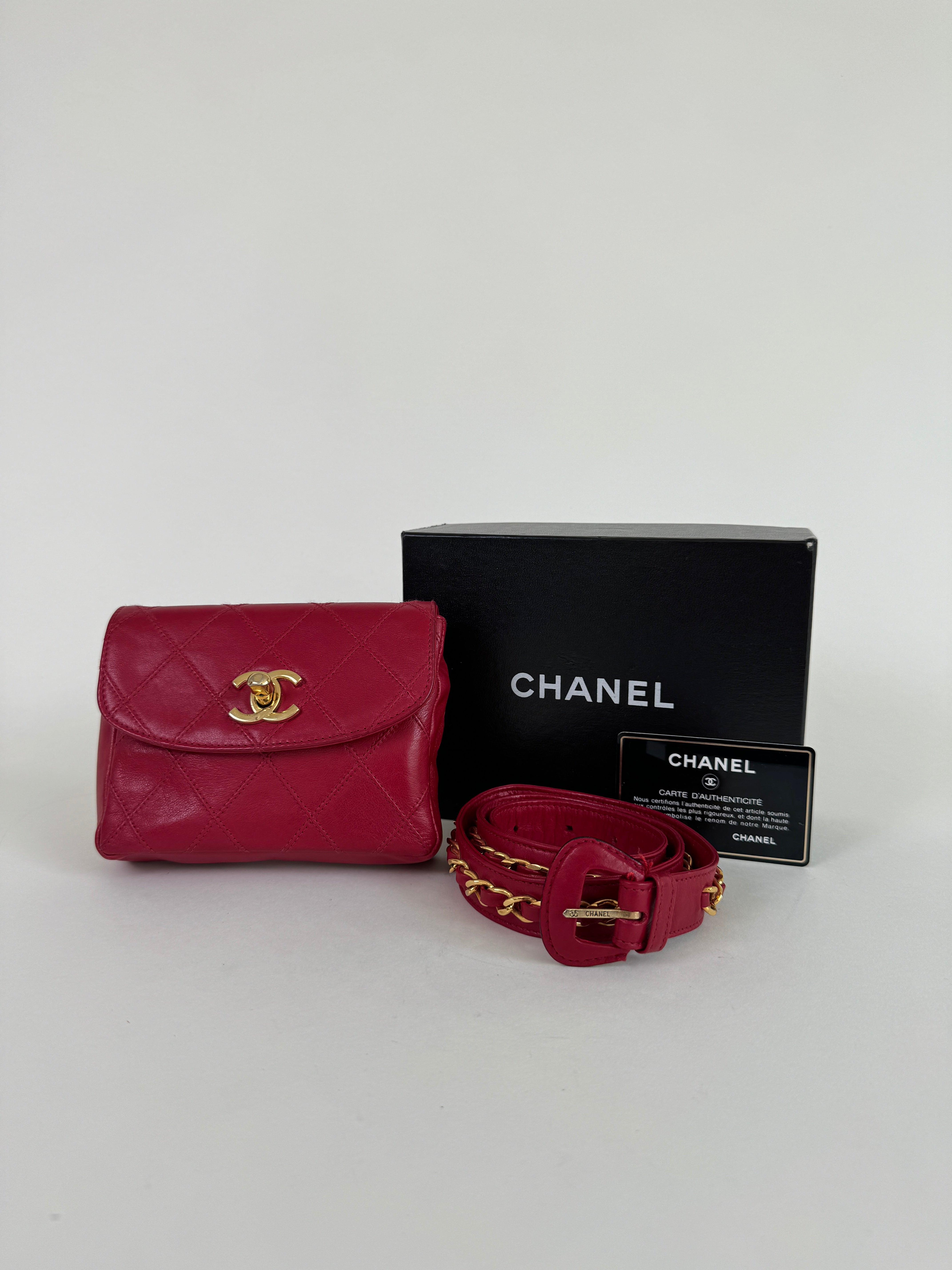 Chanel Red Leather Madmoiselle Belt Bag