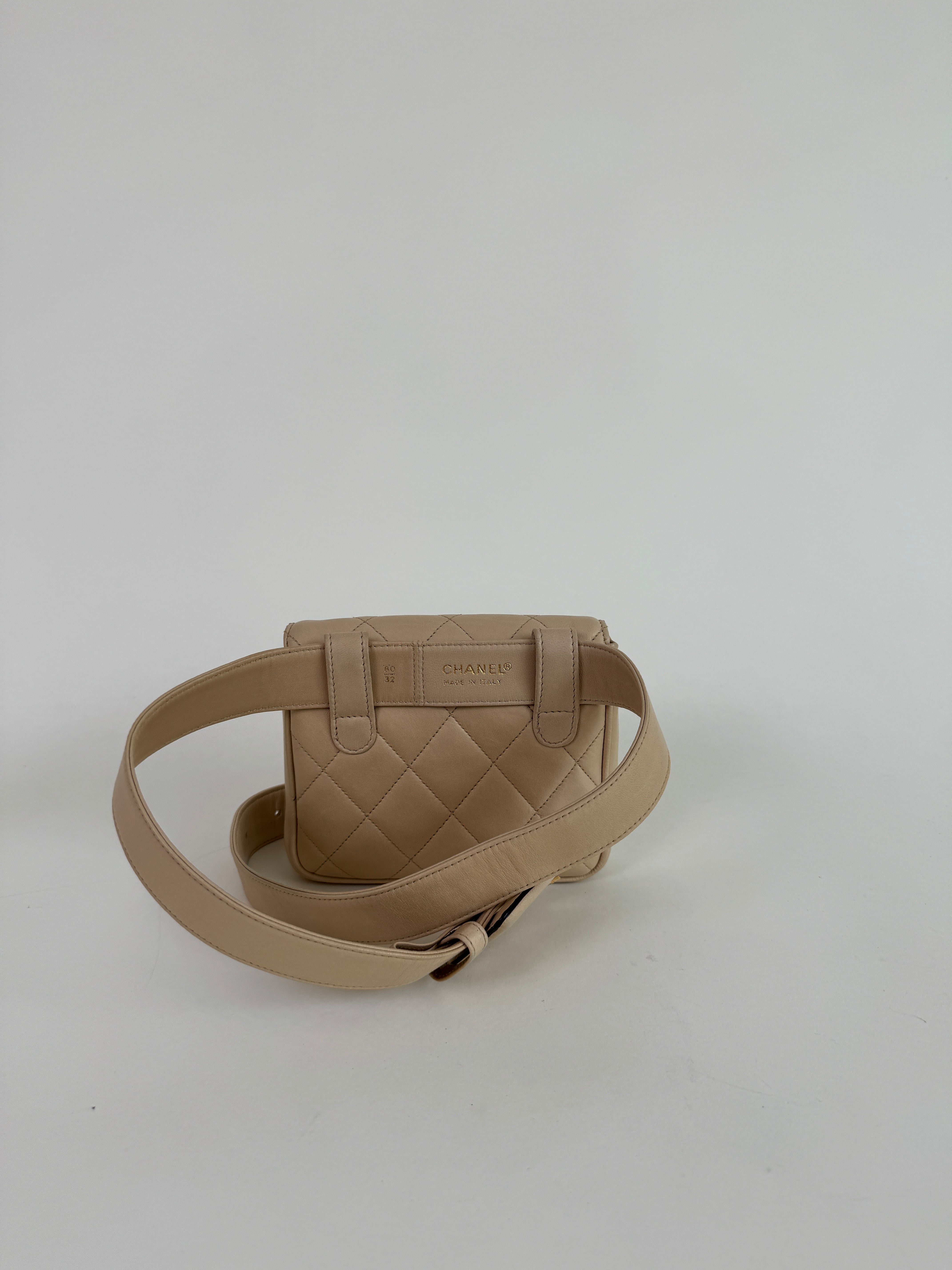 Chanel Beige Matelasse Leather Belt Bag