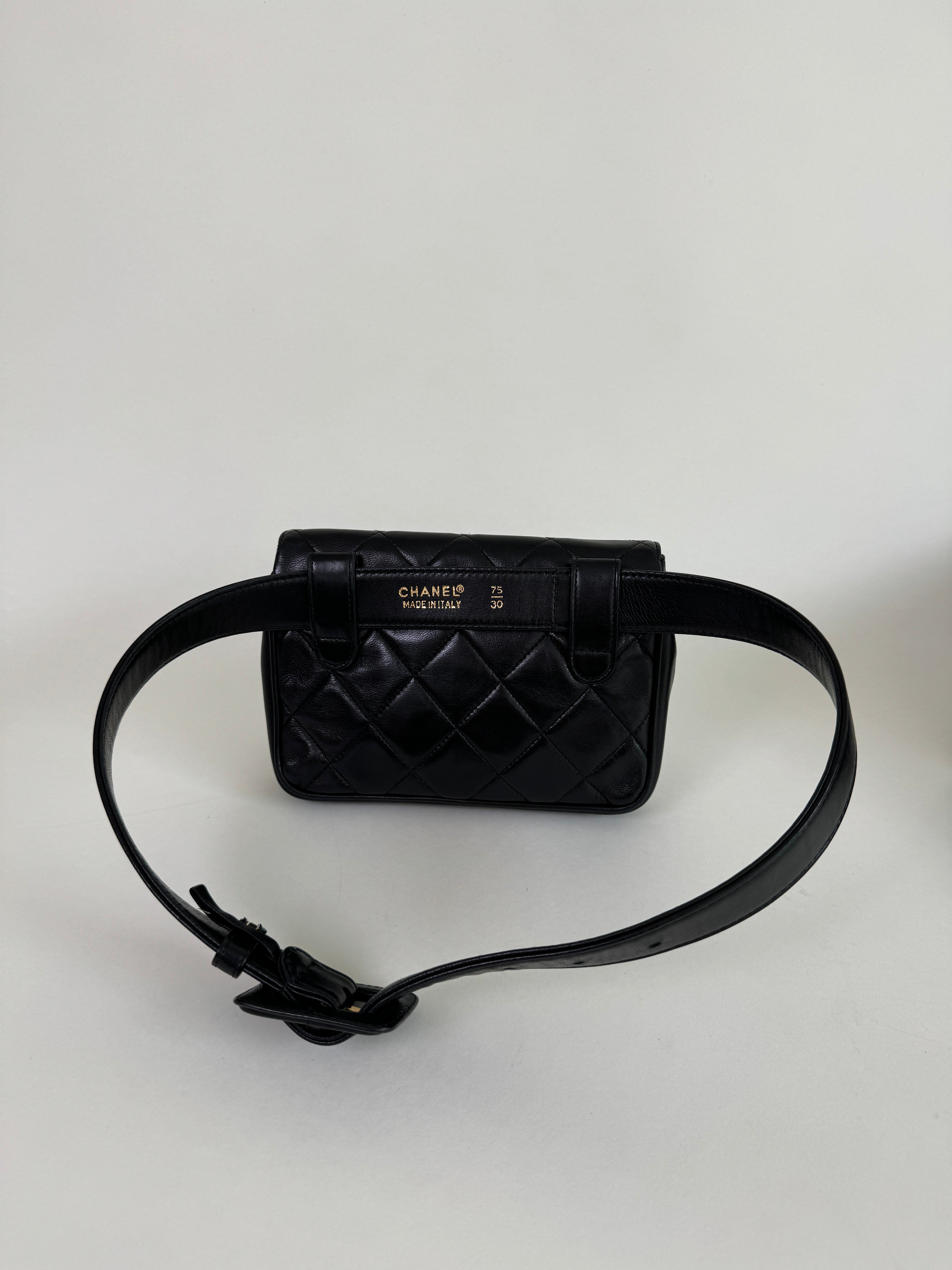 Chanel Black Quilted Lambskin CC Belt Bag