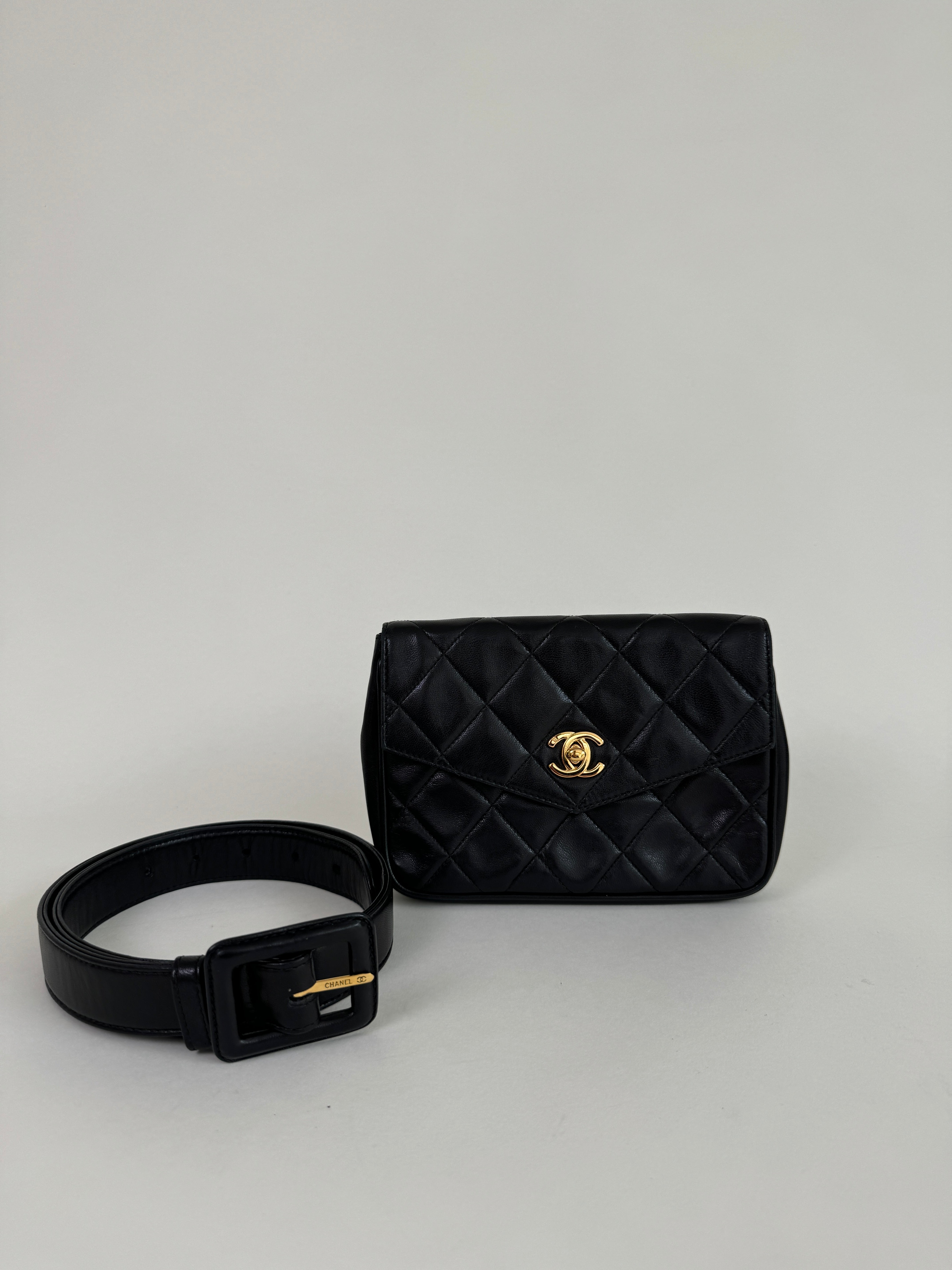 Chanel Black Quilted Lambskin CC Belt Bag