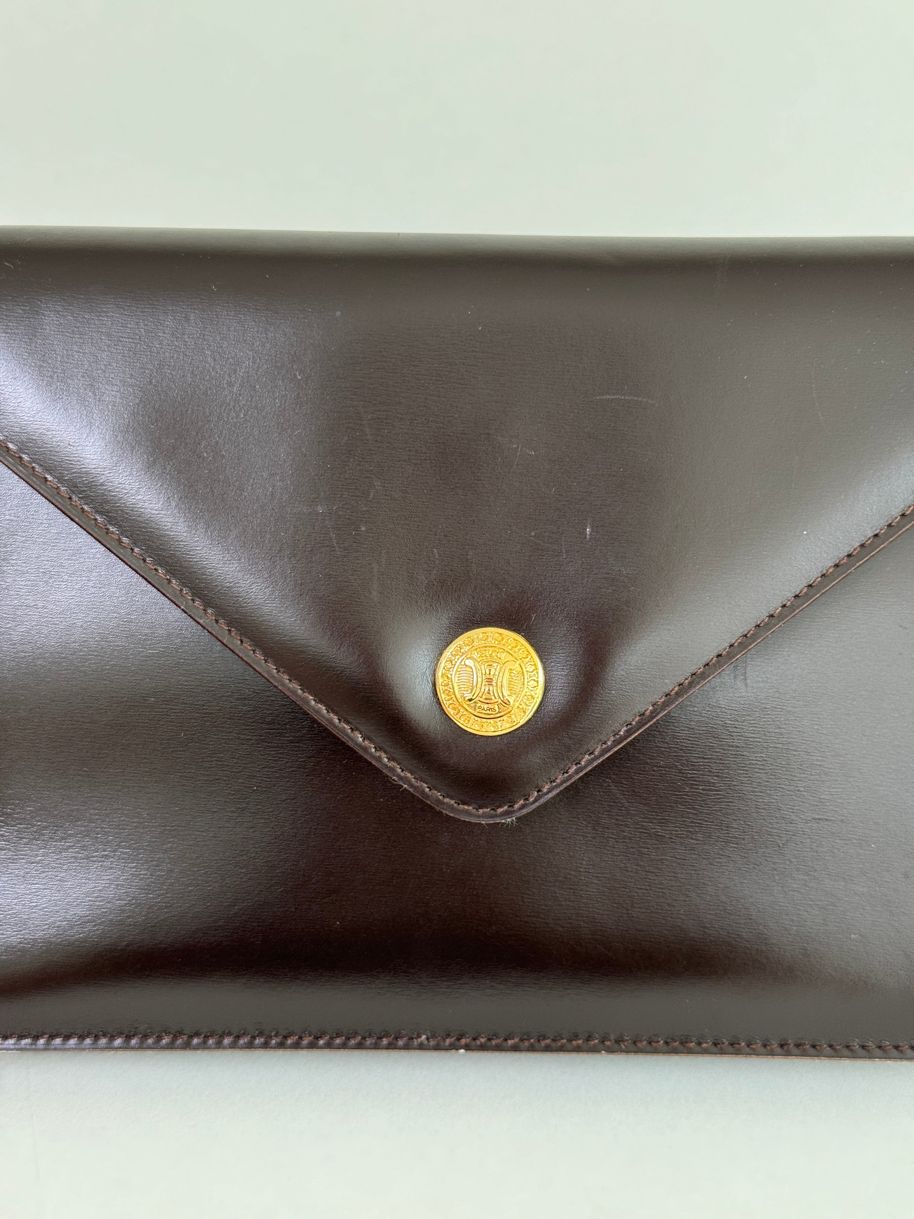 Celine Brown Leather Clutch