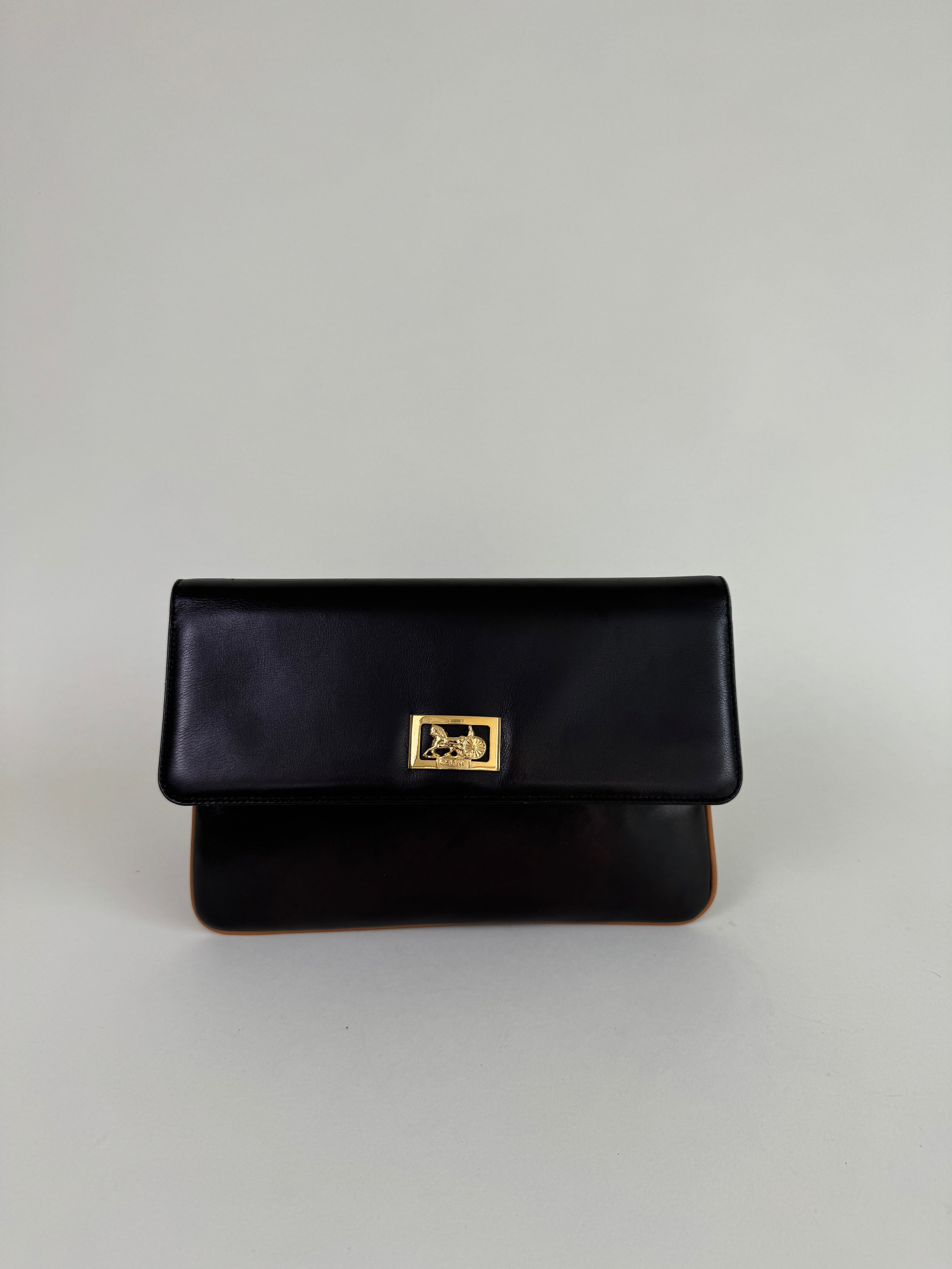 Celine Black Leather Clutch