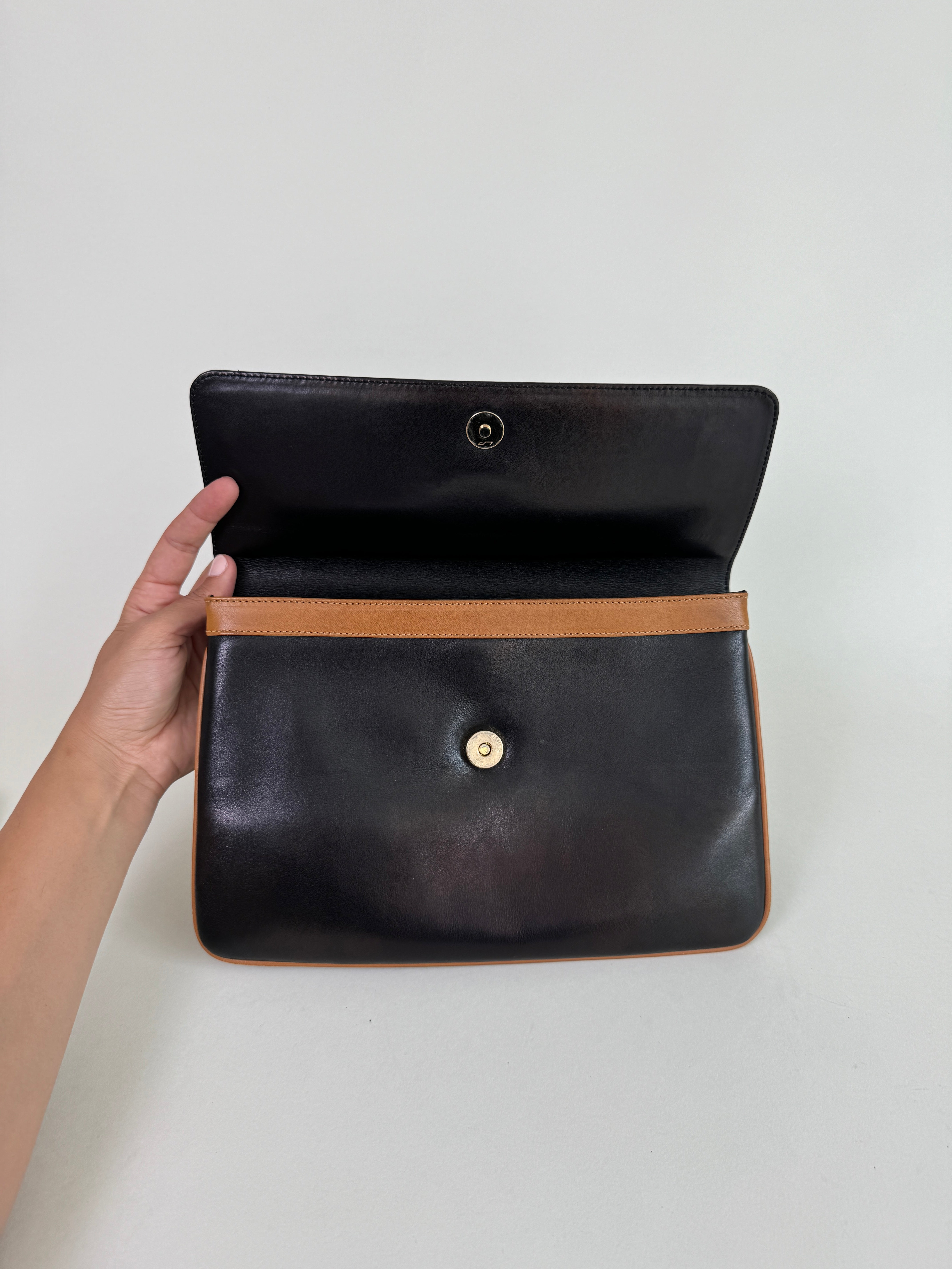 Celine Black Leather Clutch