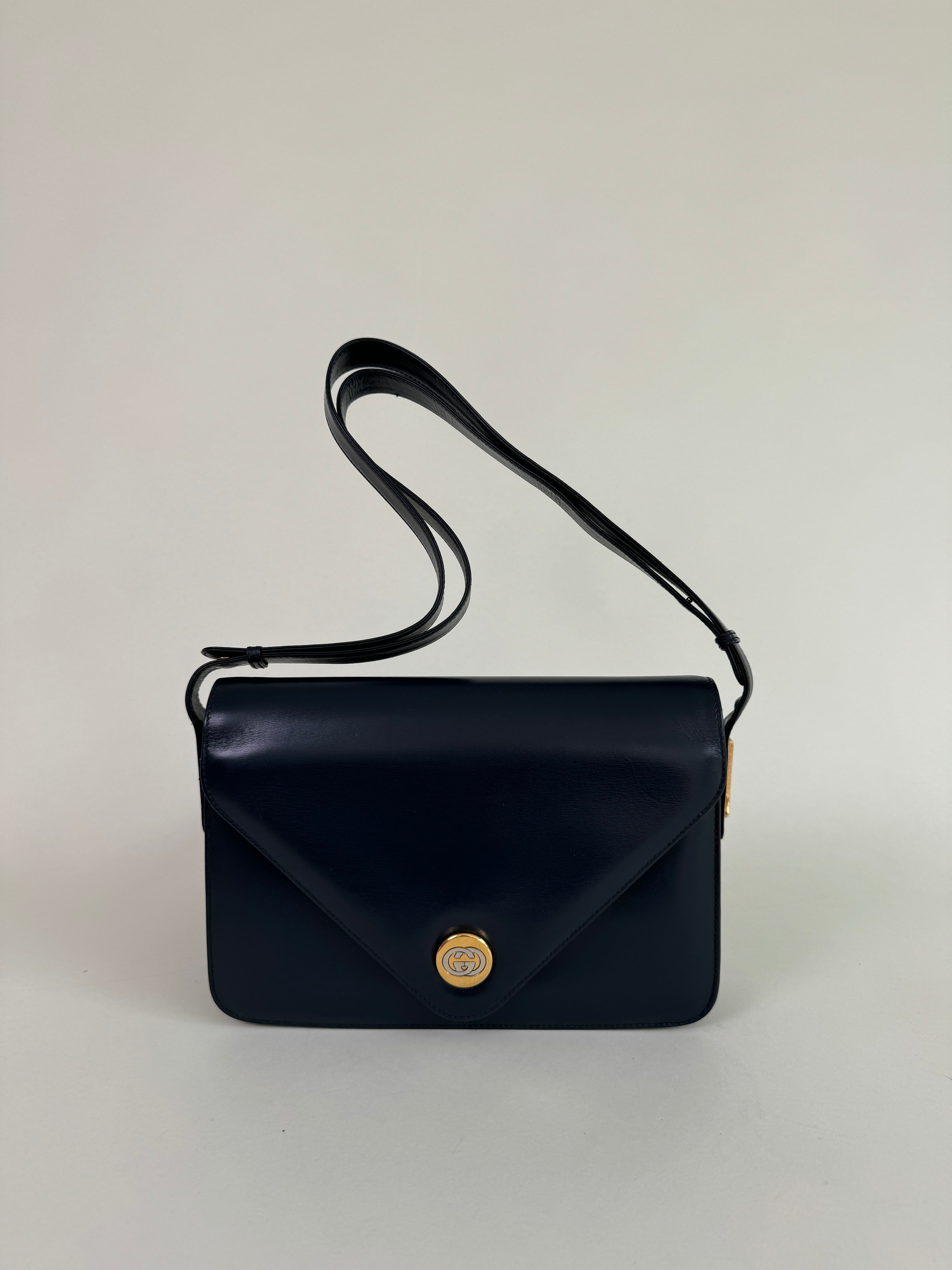 Gucci Navy Calfskin Leather Shoulder Bag