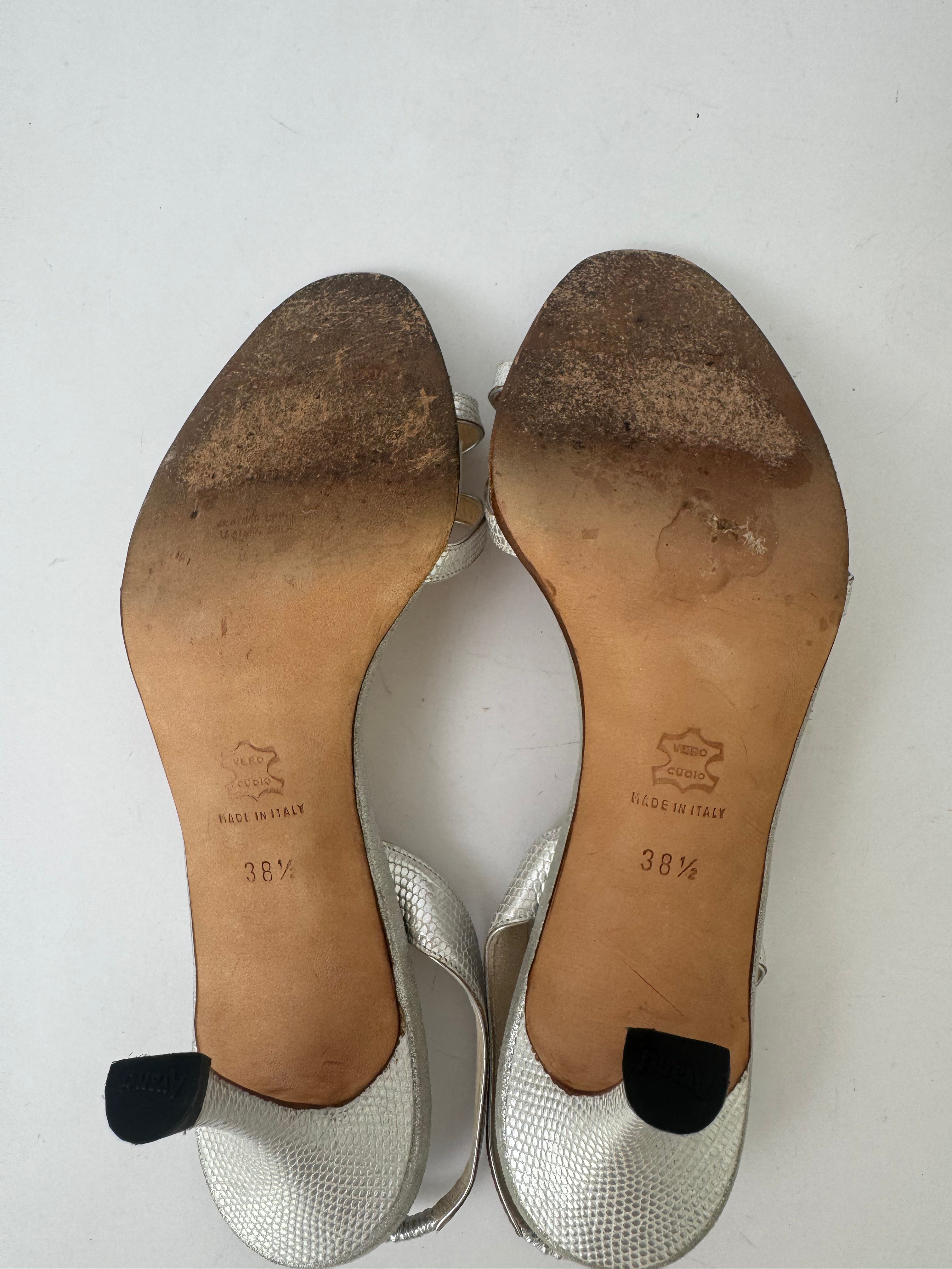 Manolo Blahnik Silver Slingbacks 38.5