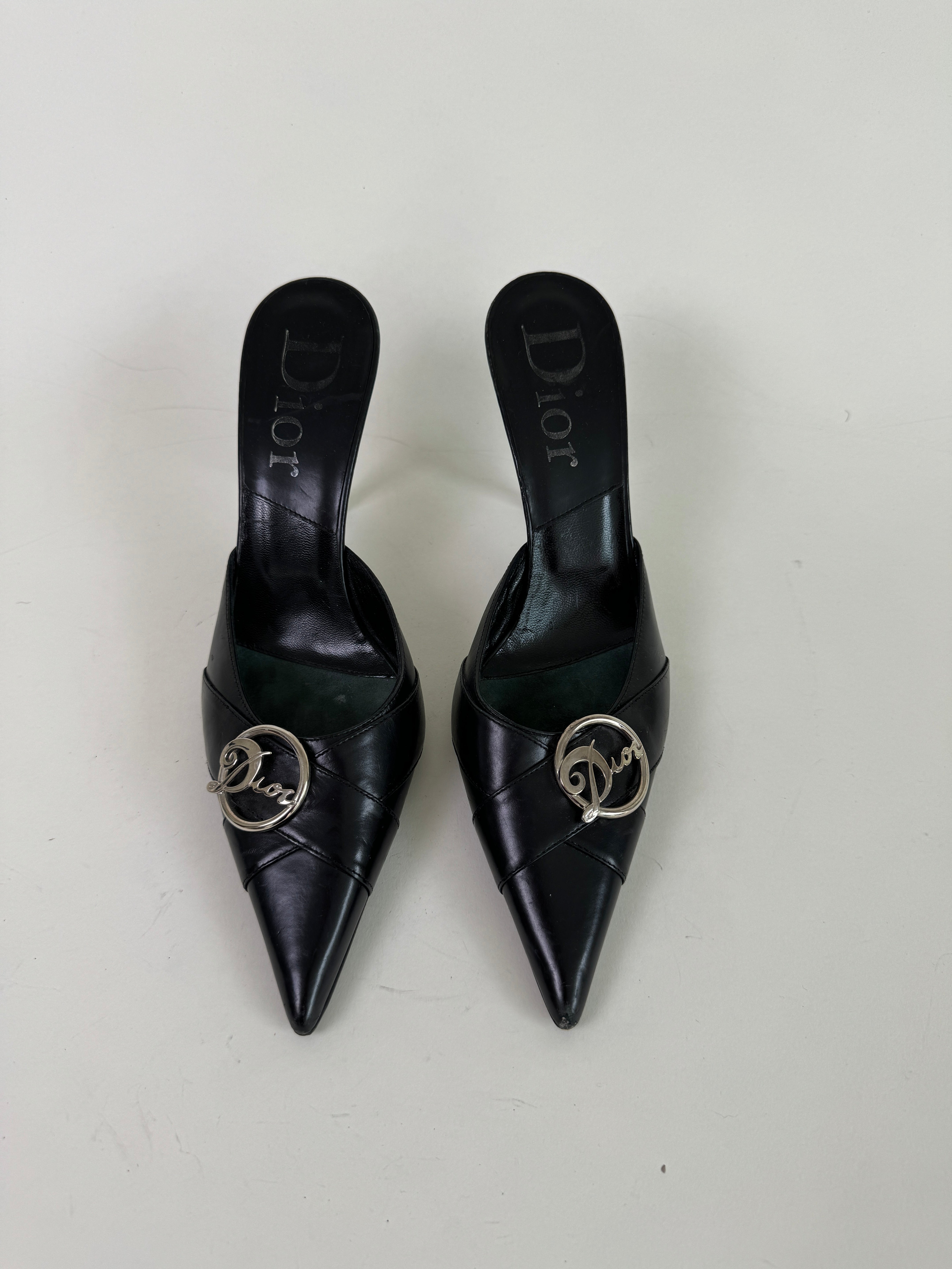 Vintage Dior Black Mules 39