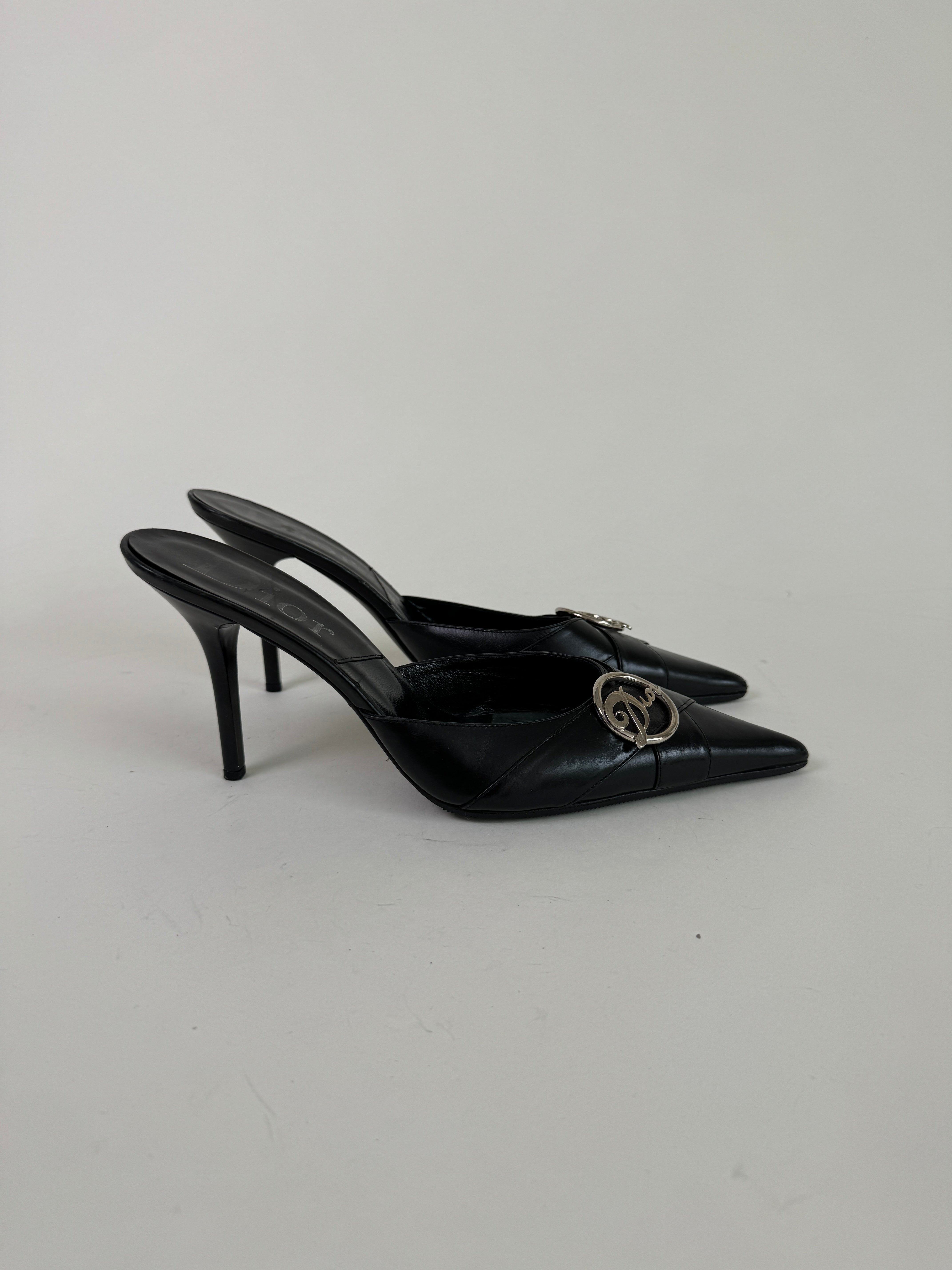 Vintage Dior Black Mules 39