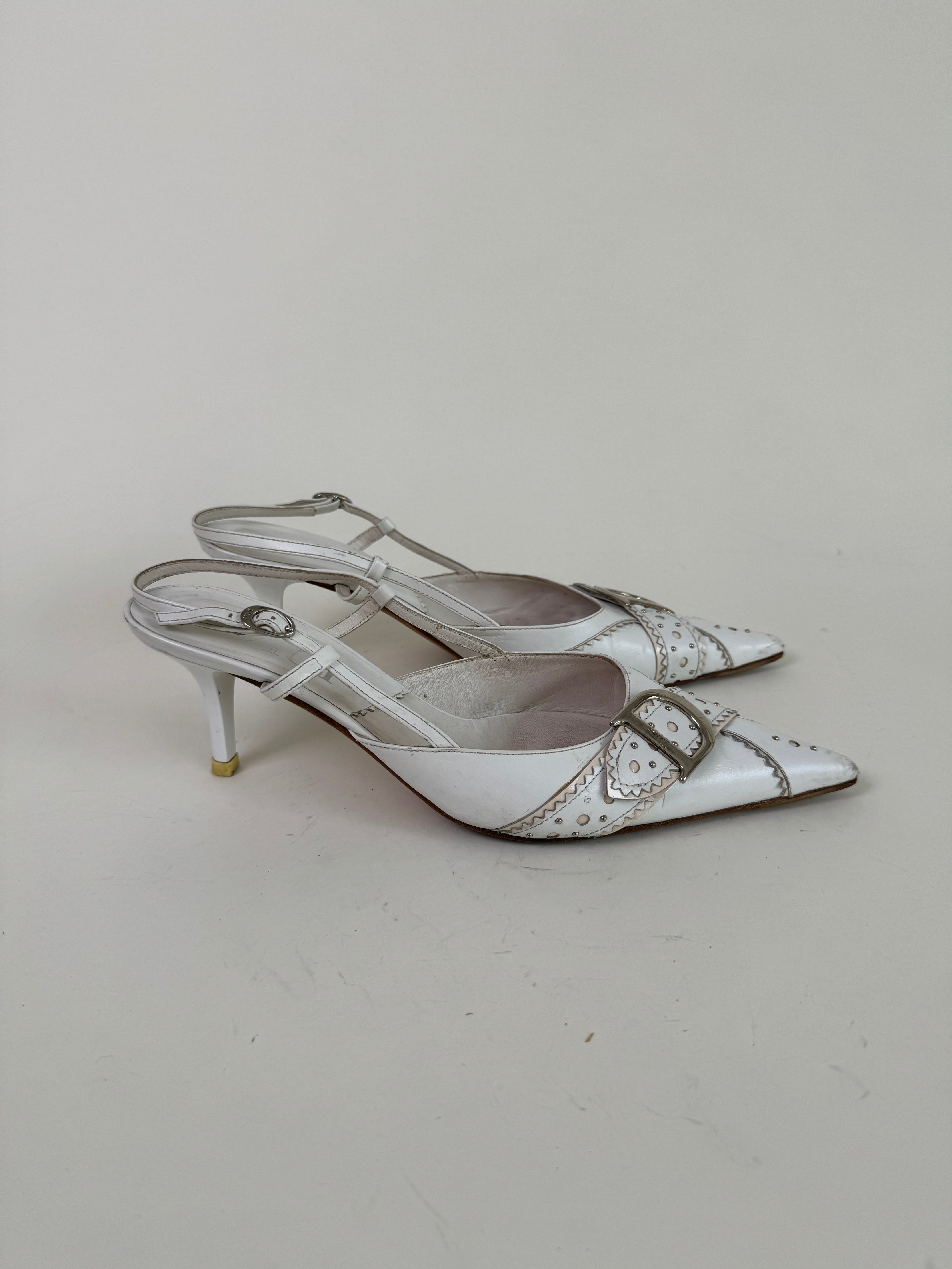 Vintage Dior White Slingbacks 38.5