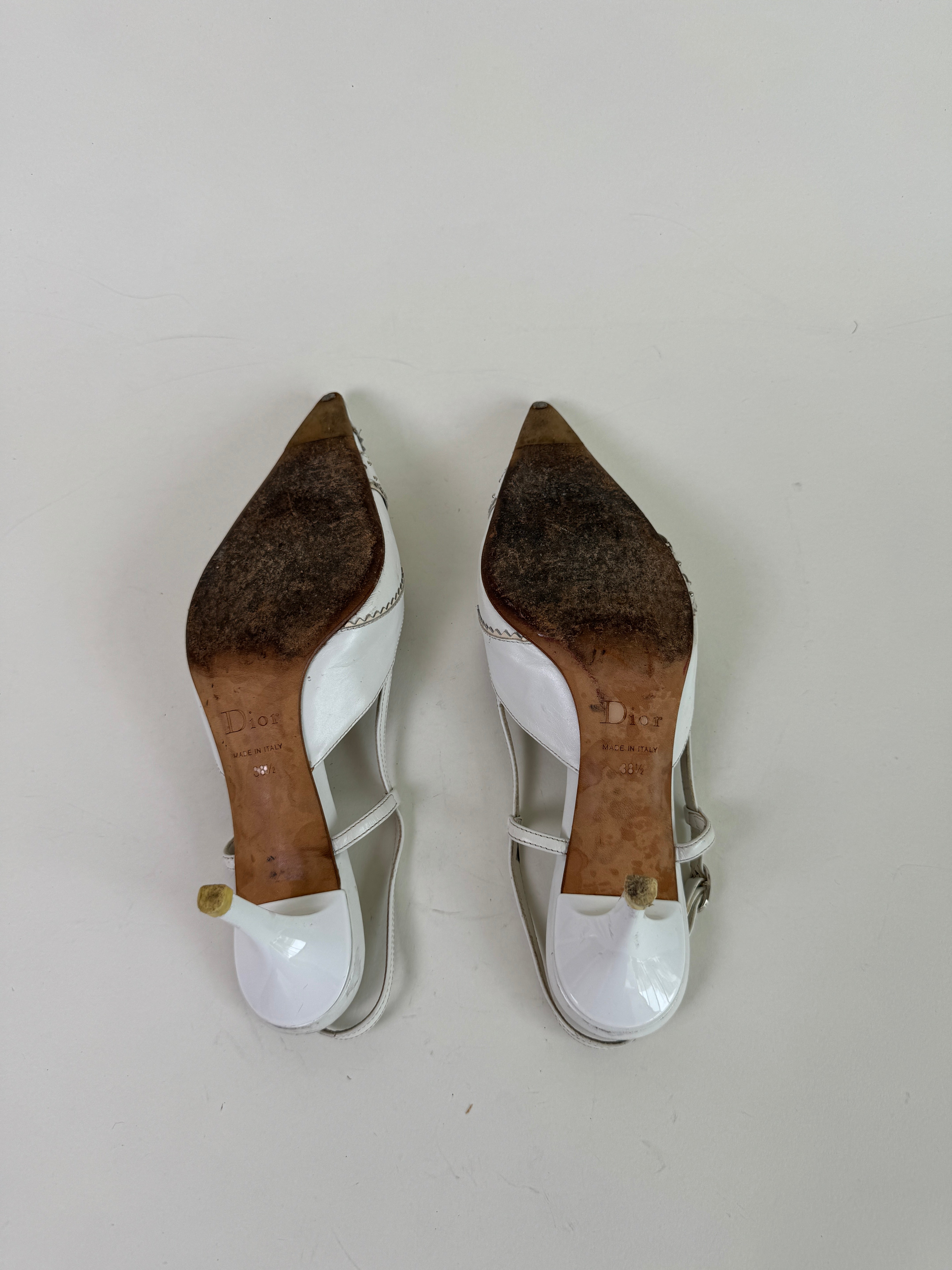 Vintage Dior White Slingbacks 38.5