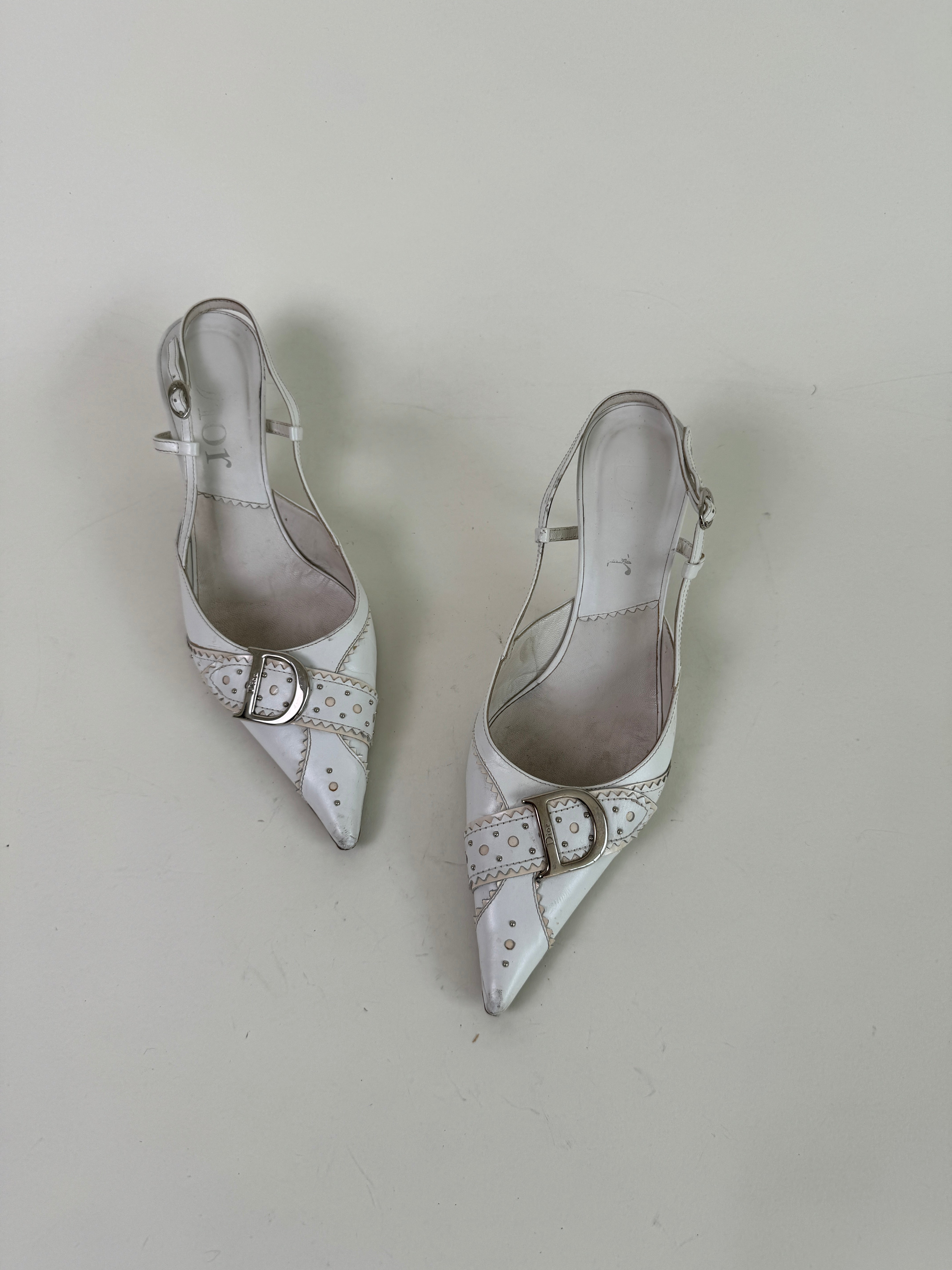 Vintage Dior White Slingbacks 38.5