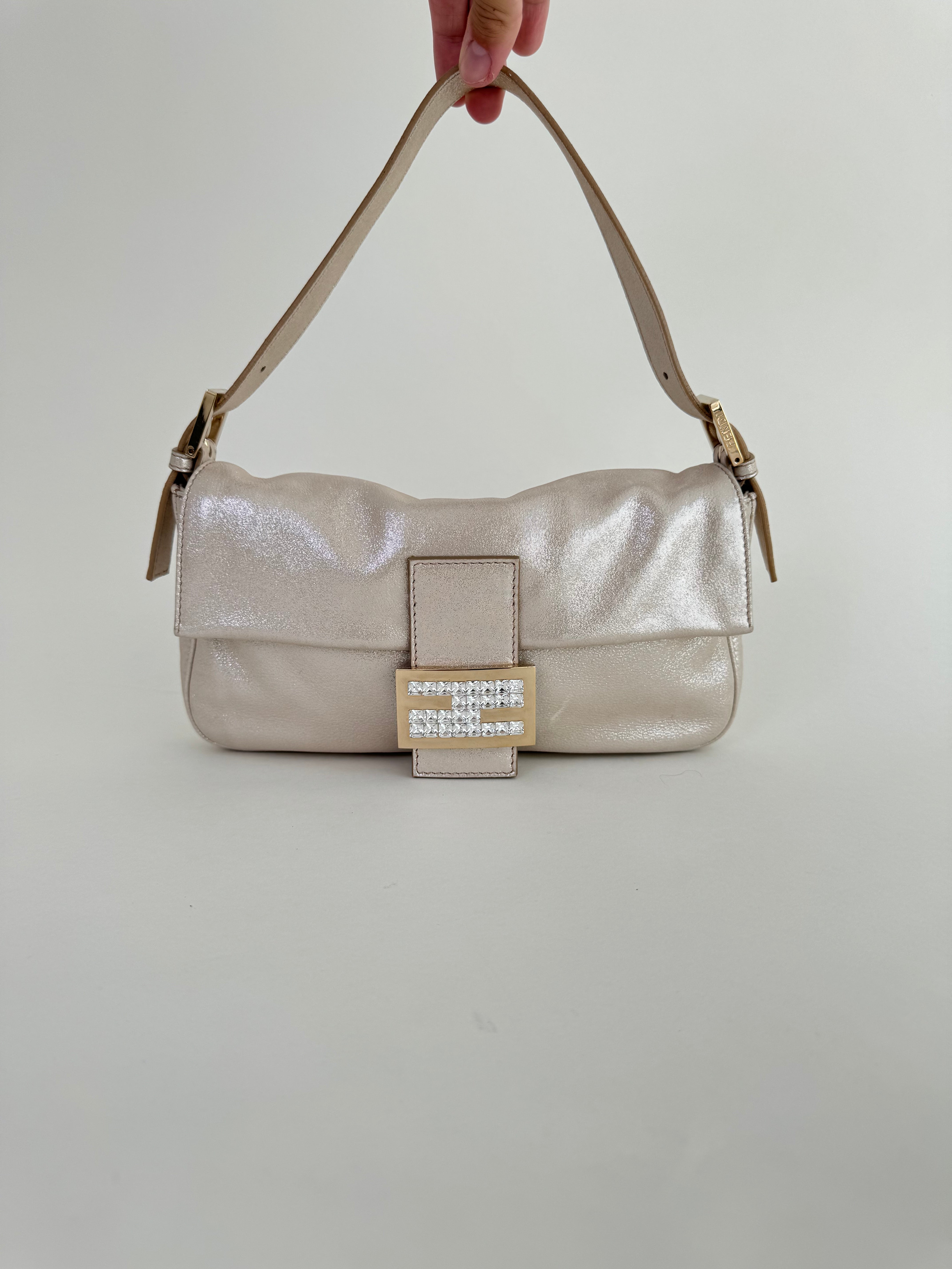 Fendi Leather Baguette Gold