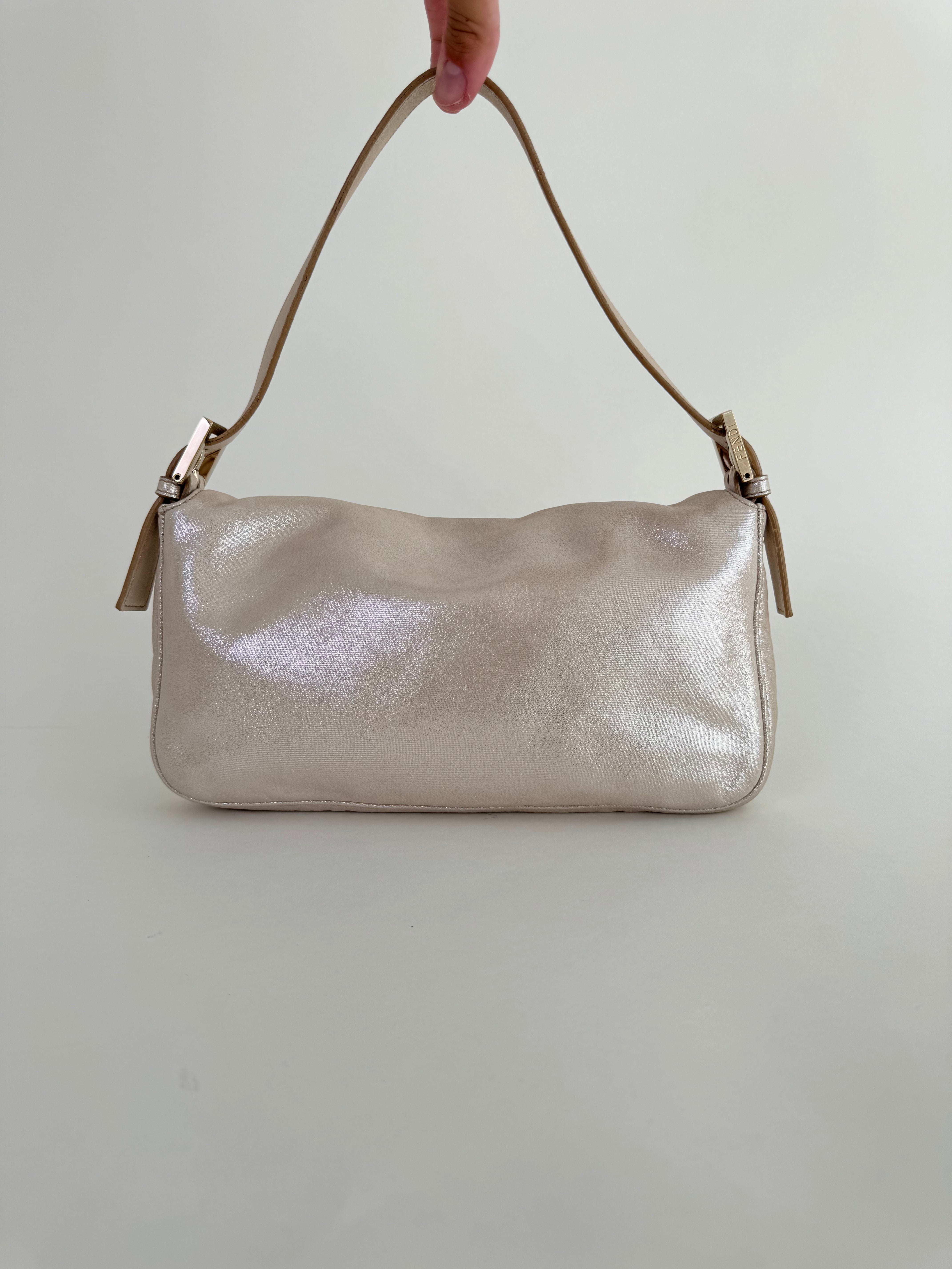 Fendi Leather Baguette Gold