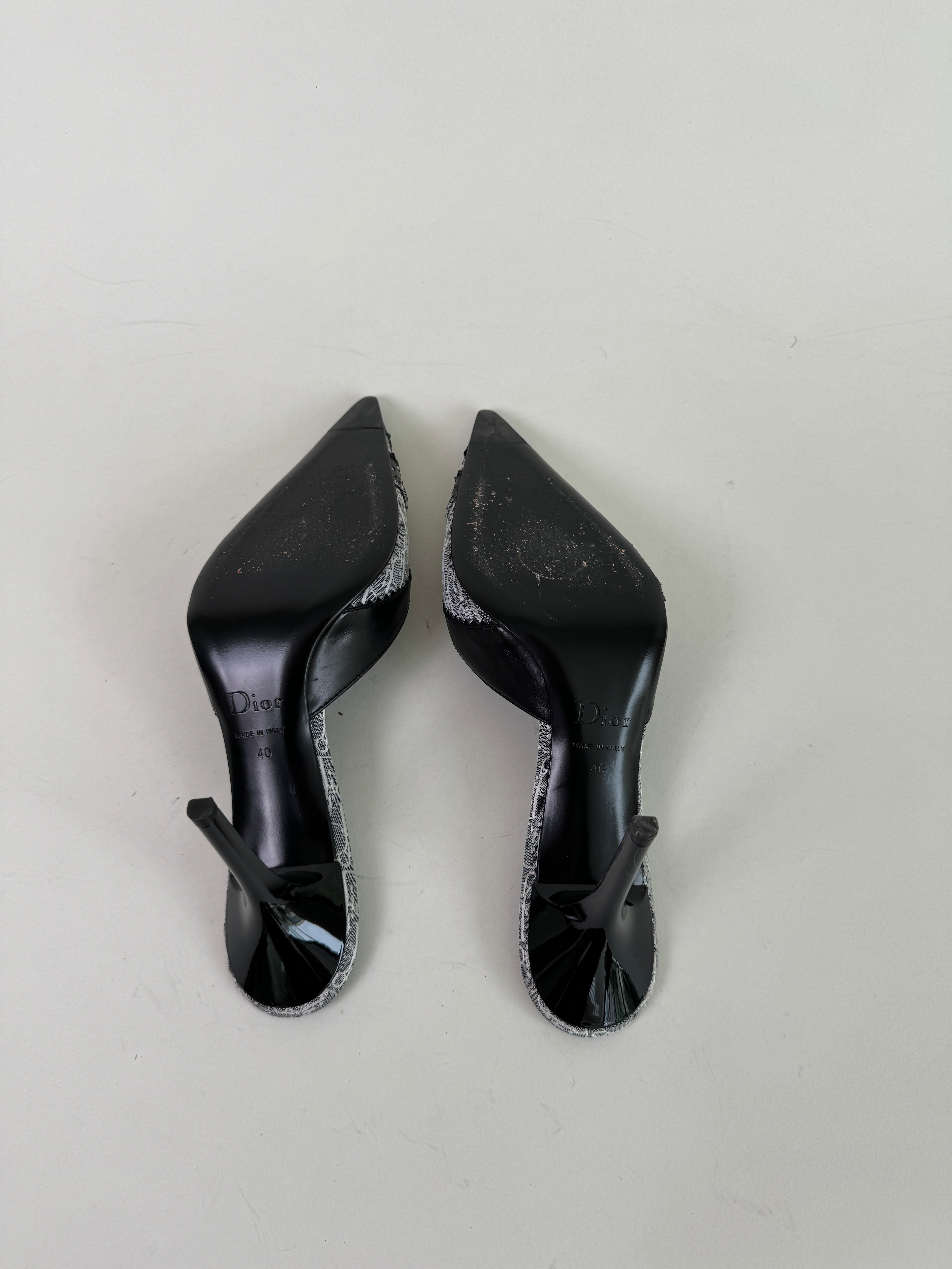 Vintage Dior Black and White Mules 40