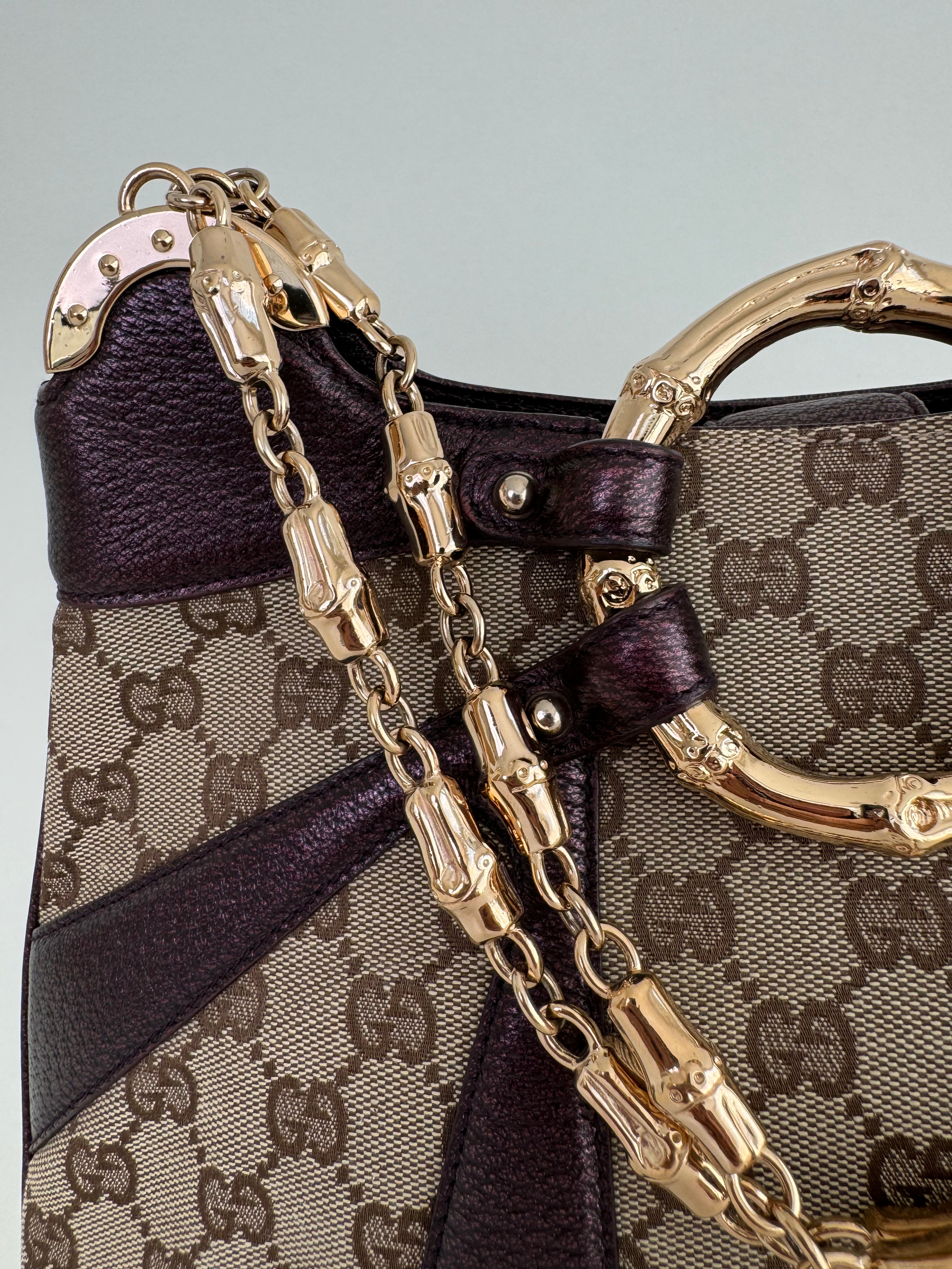 Gucci Tom Ford Monogram Bamboo Chain Shoulder Bag Gucci Tom Ford Monogram Bamboo Chain Shoulder Bag