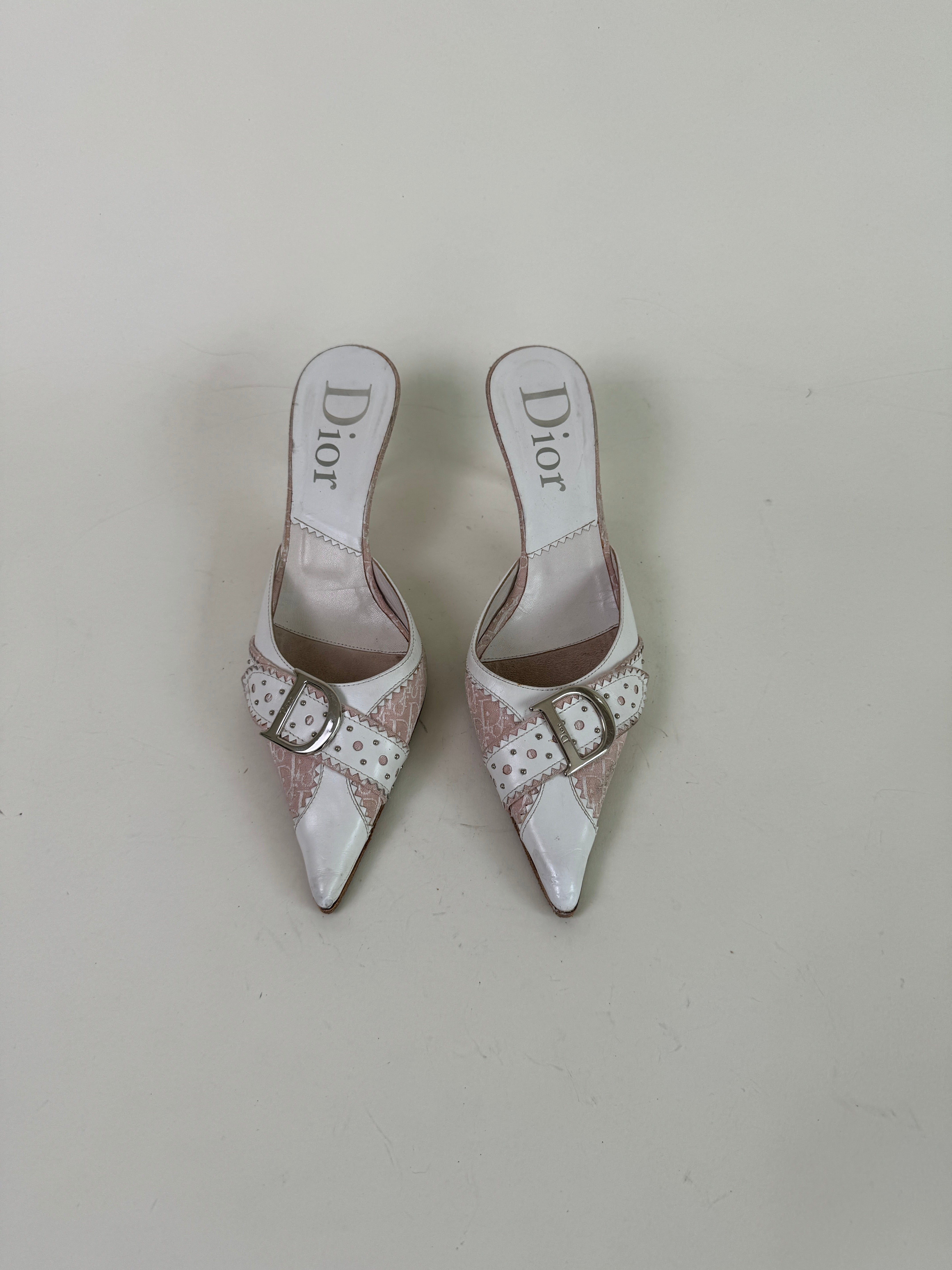 Vintage White Dior Mules 38