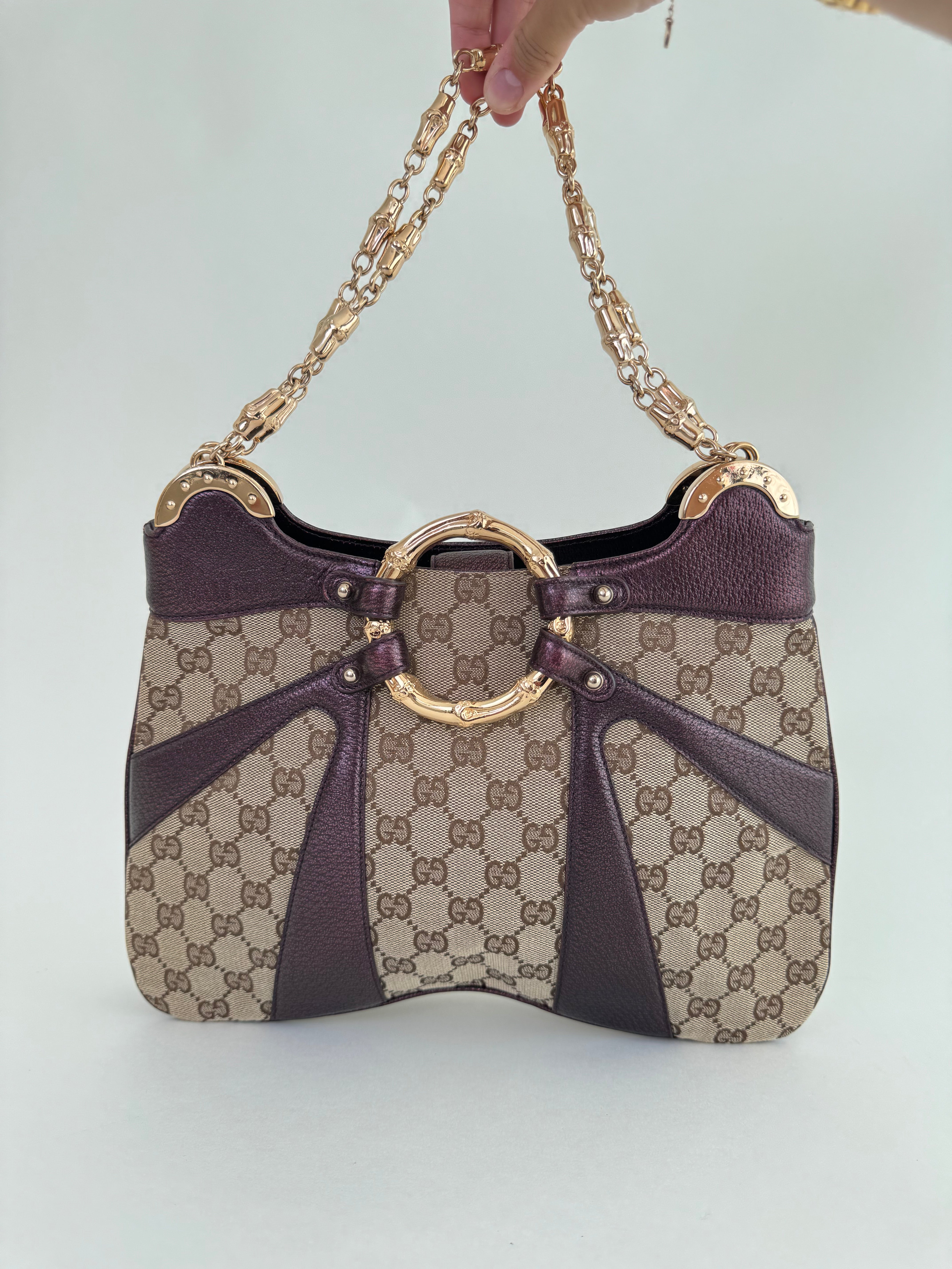 Gucci Tom Ford Monogram Bamboo Chain Shoulder Bag Gucci Tom Ford Monogram Bamboo Chain Shoulder Bag