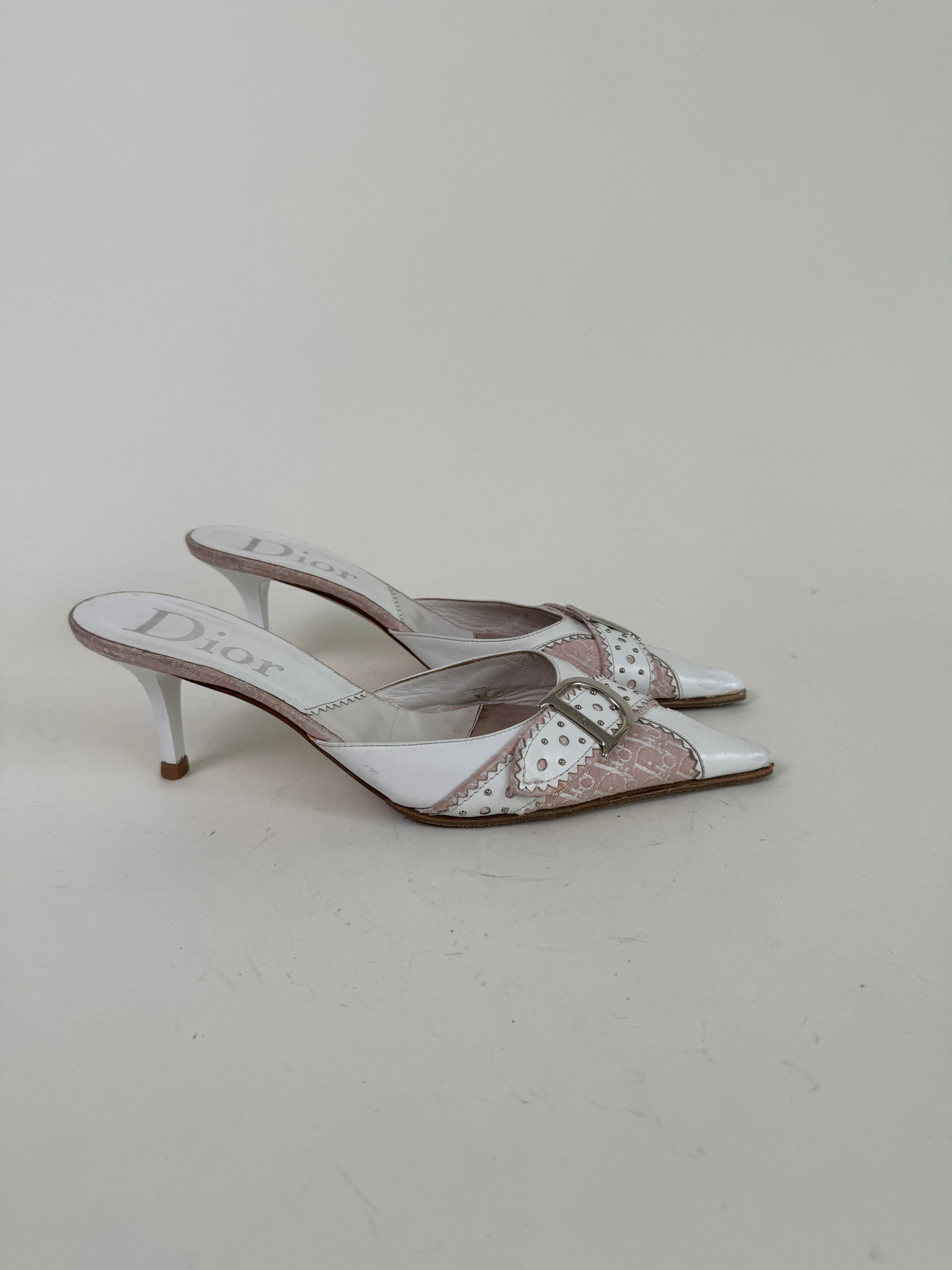 Vintage White Dior Mules 38