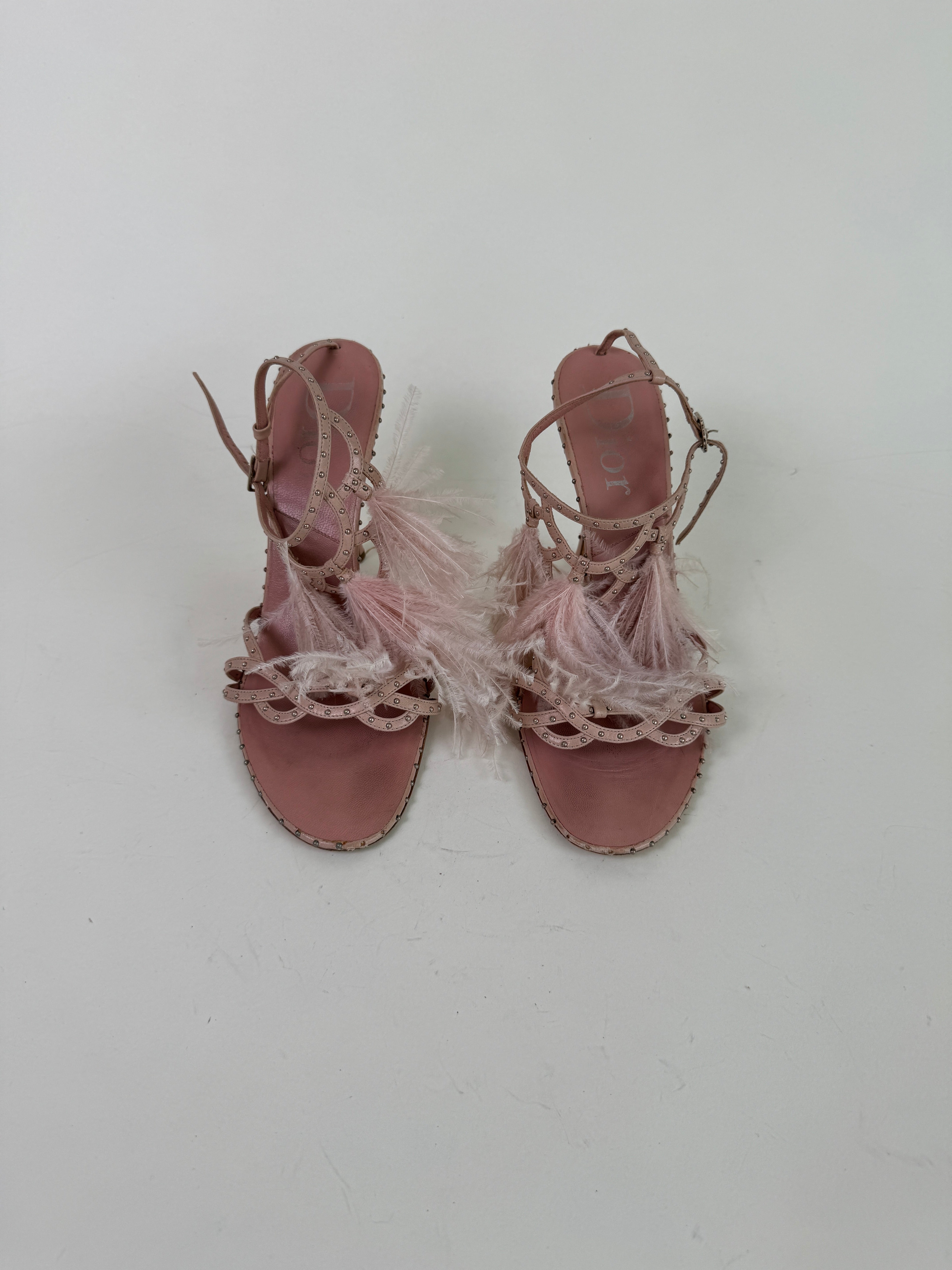 Vintage Dior Feather Sandal Heels 40