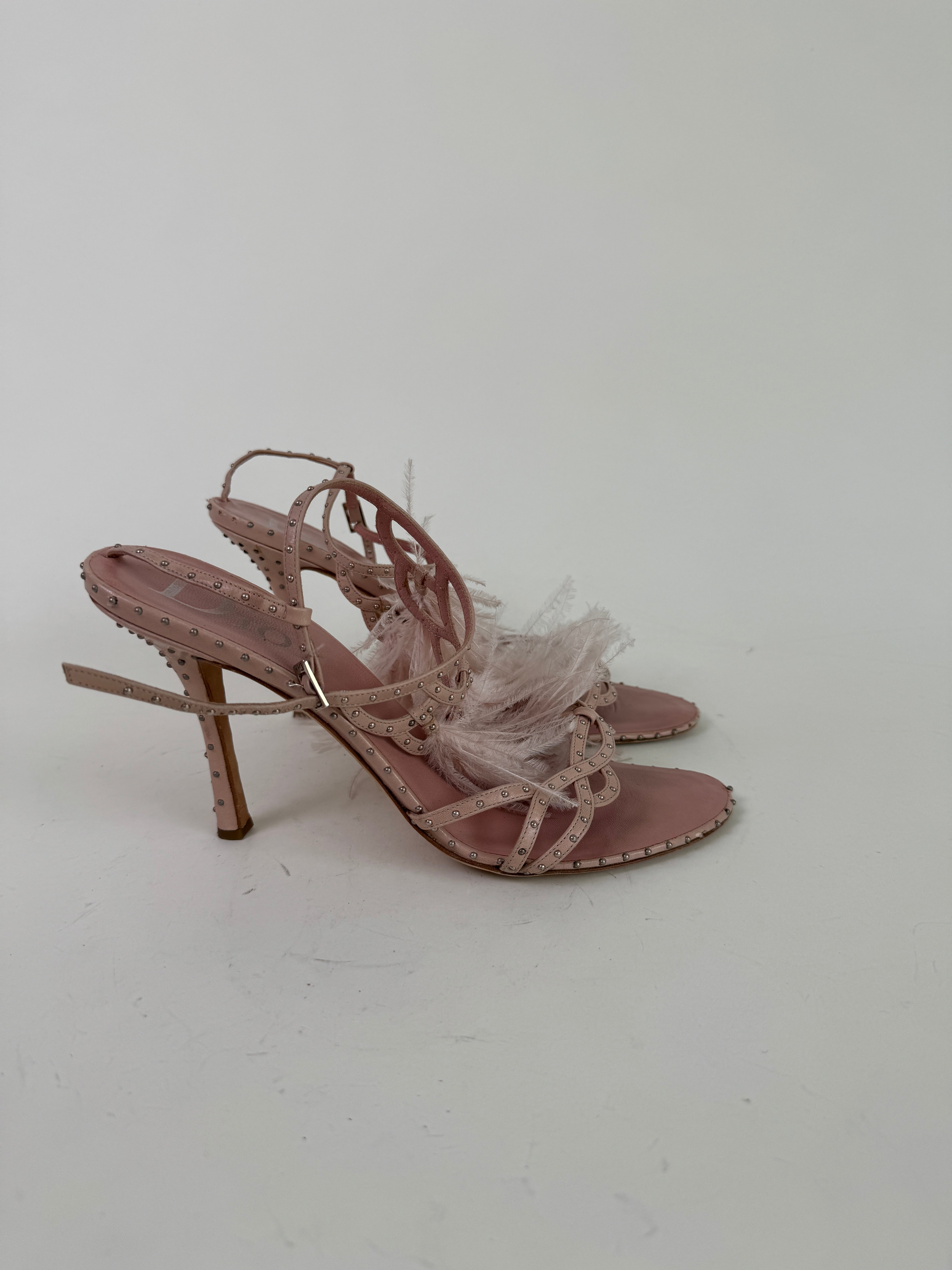 Vintage Dior Feather Sandal Heels 40