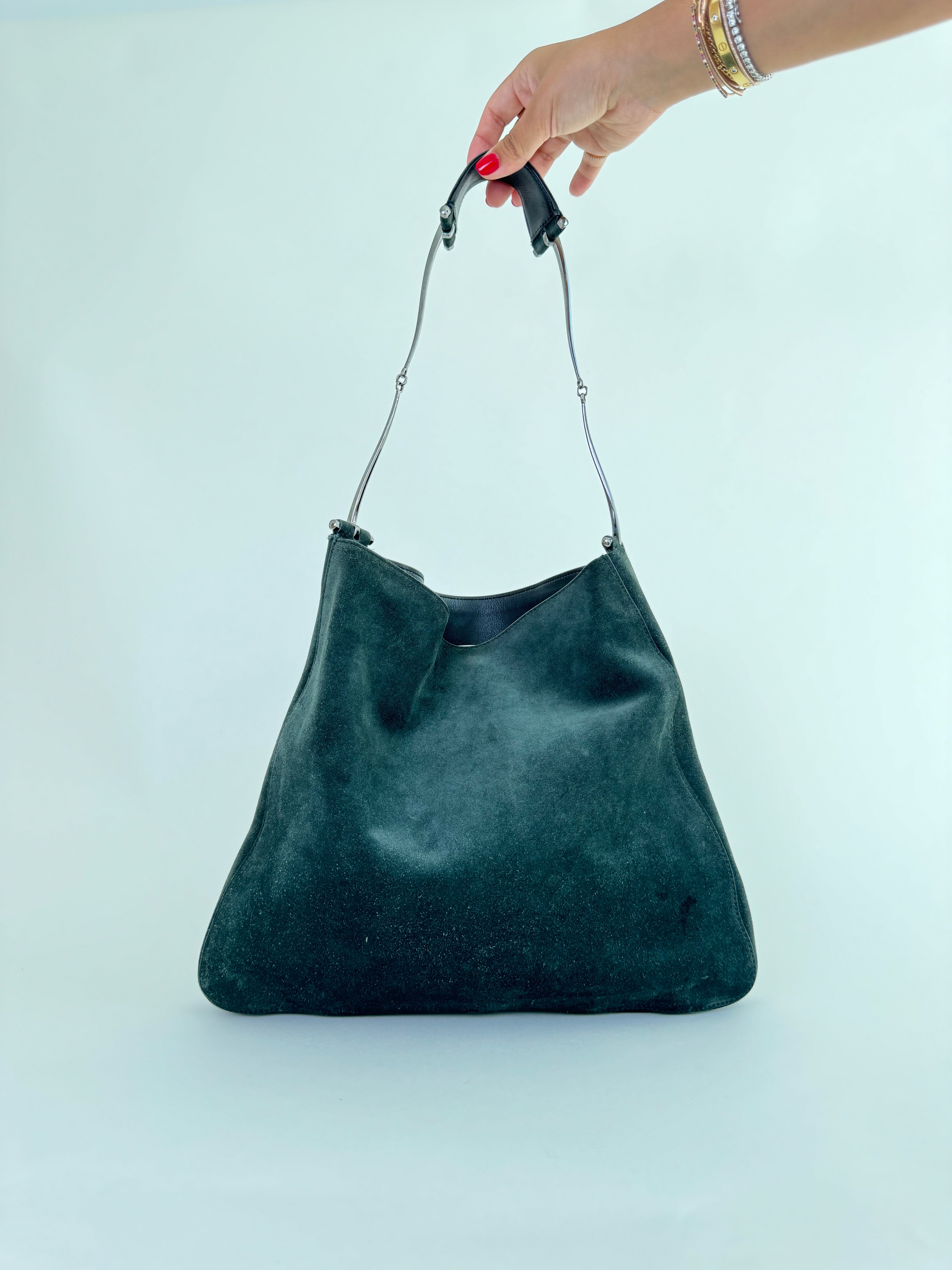 Gucci Tom Ford Green Suede Hobo Bag